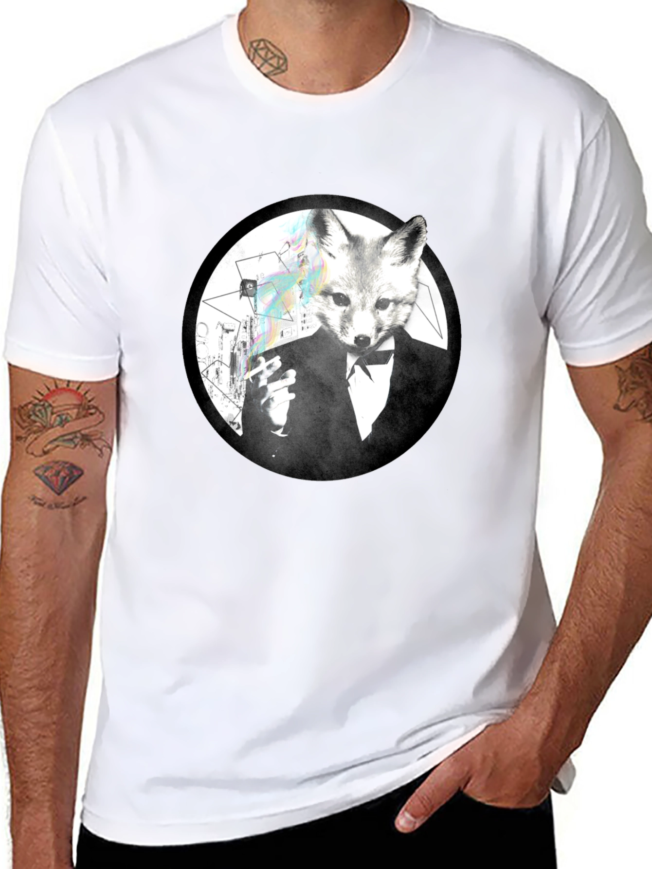 Fox Gentleman Graphic Tee - Black Cotton T-Shirt