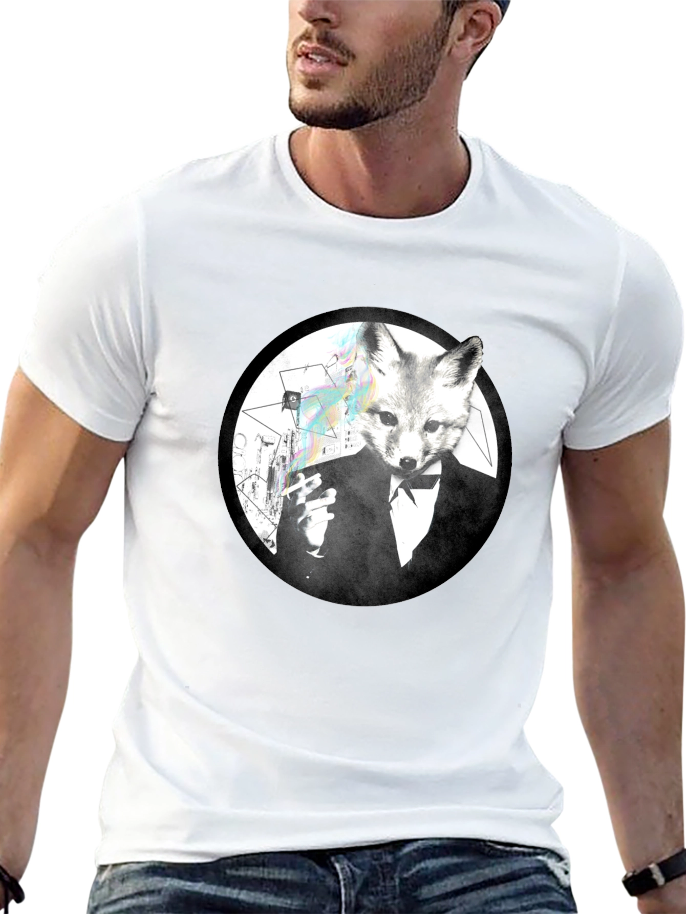 Fox Gentleman Graphic Tee - Black Cotton T-Shirt