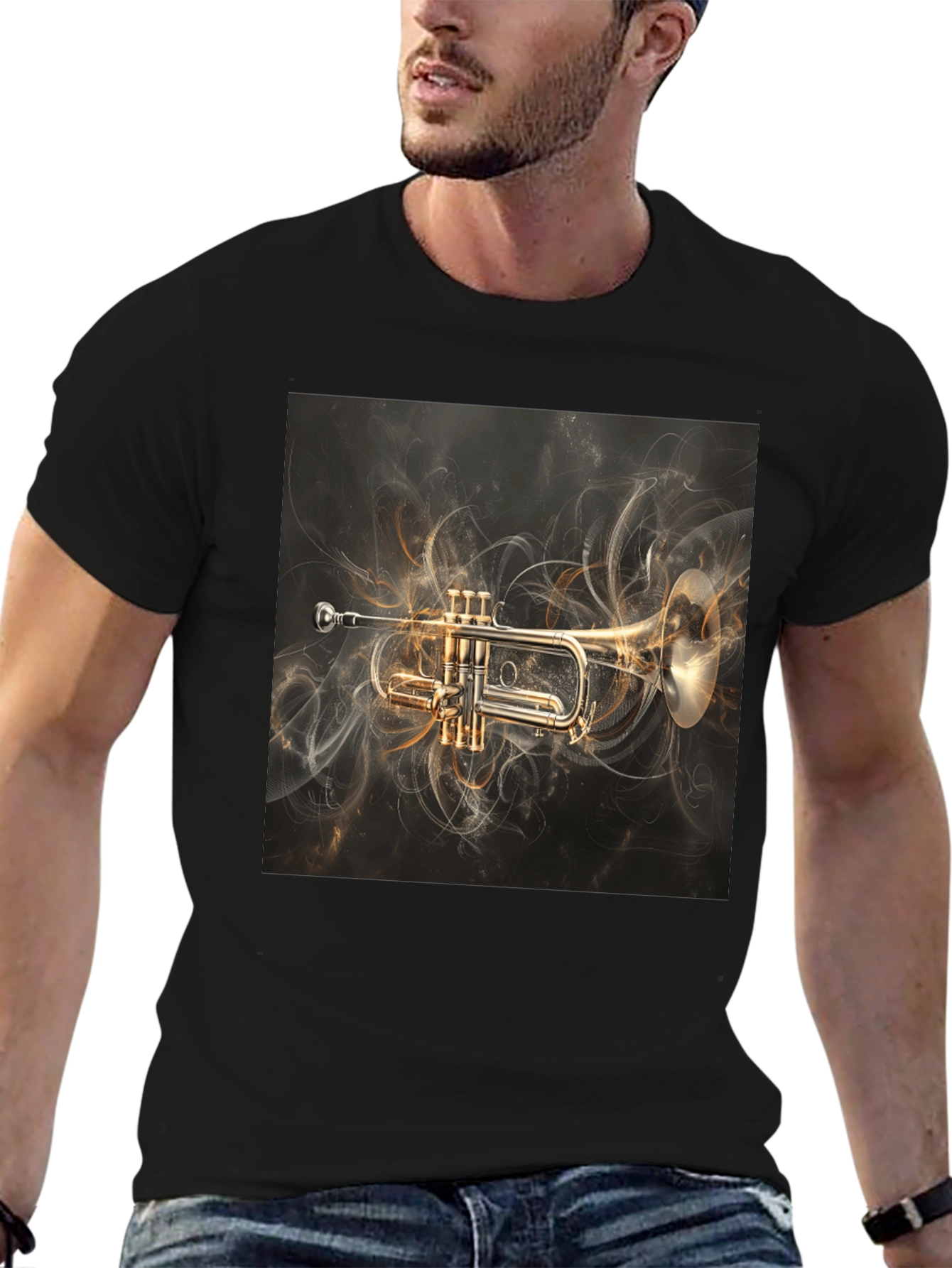 Trumpet Graphic Tee - Music Lovers Black T-Shirt