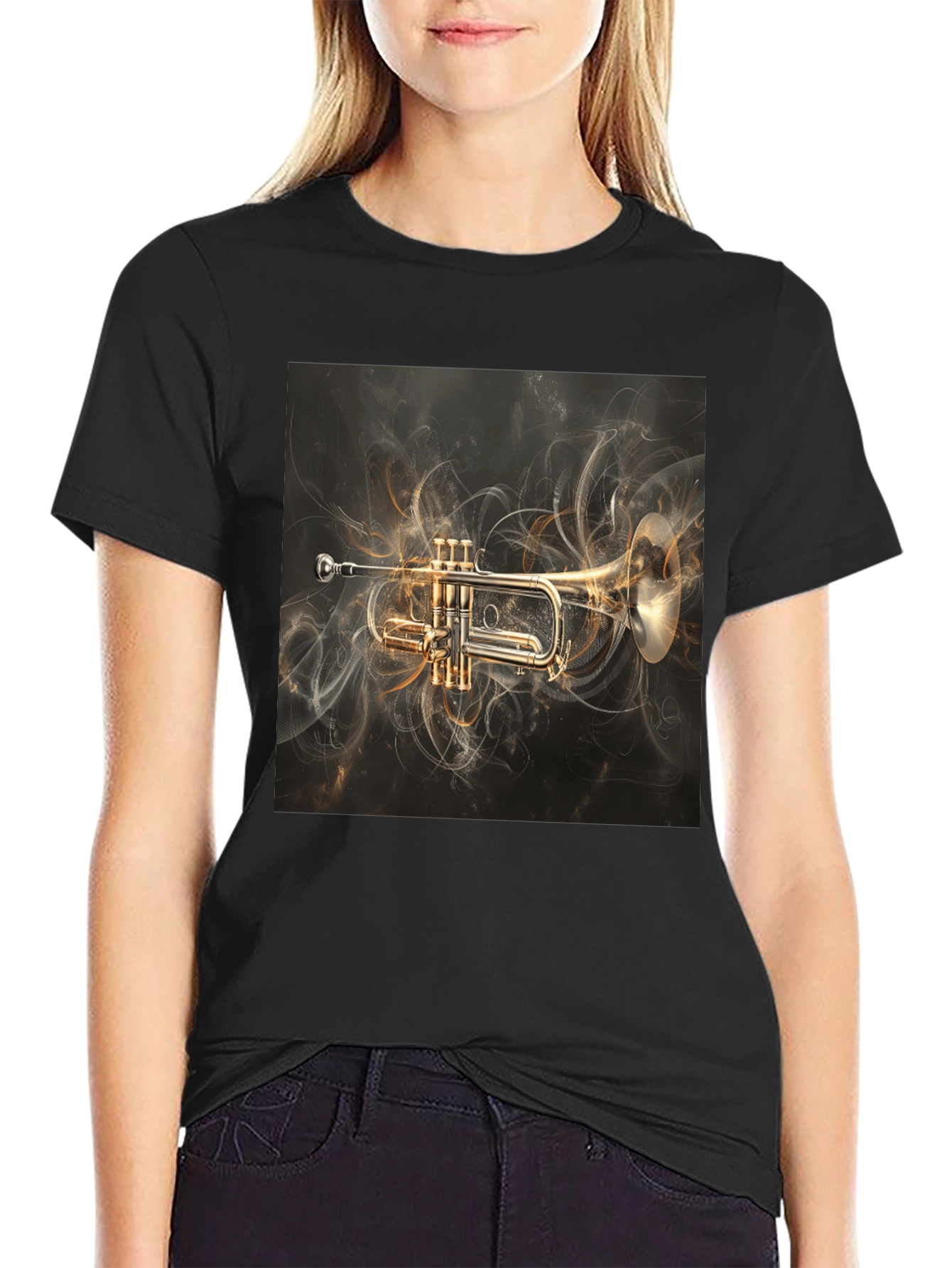Trumpet Graphic Tee - Music Lovers Black T-Shirt