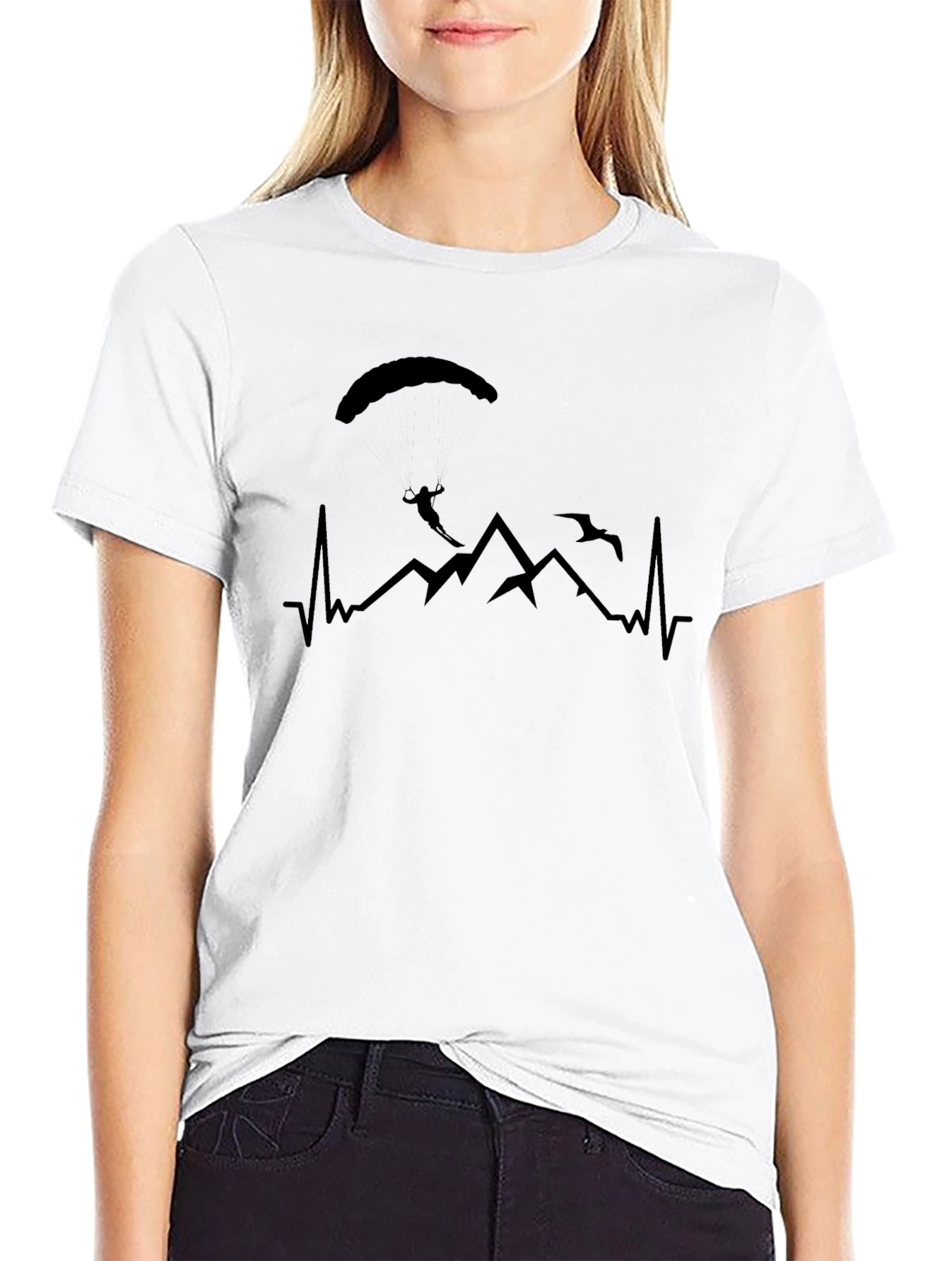 Paragliding Heartbeat T-Shirt - Black