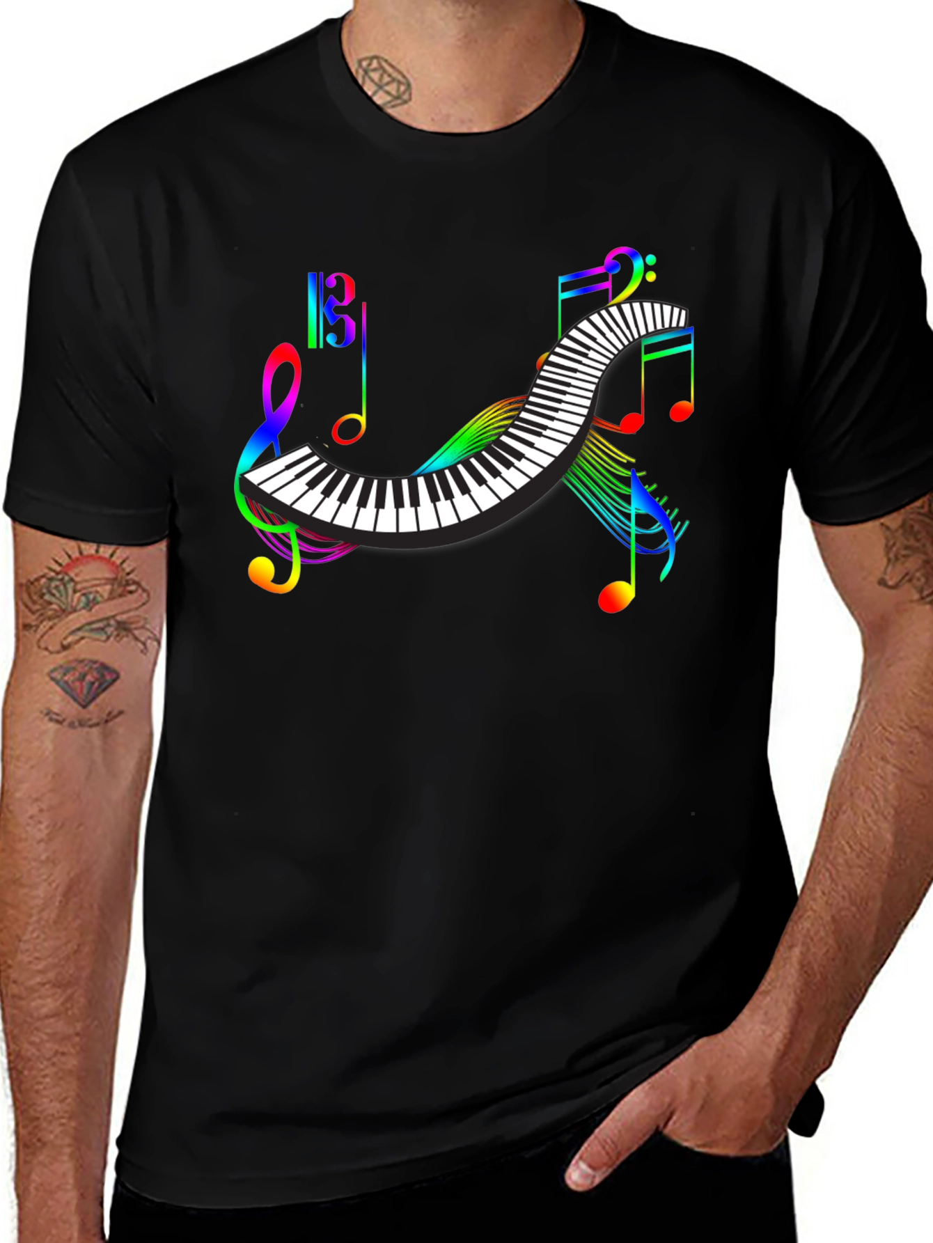 Rainbow Music Notes Piano T-Shirt