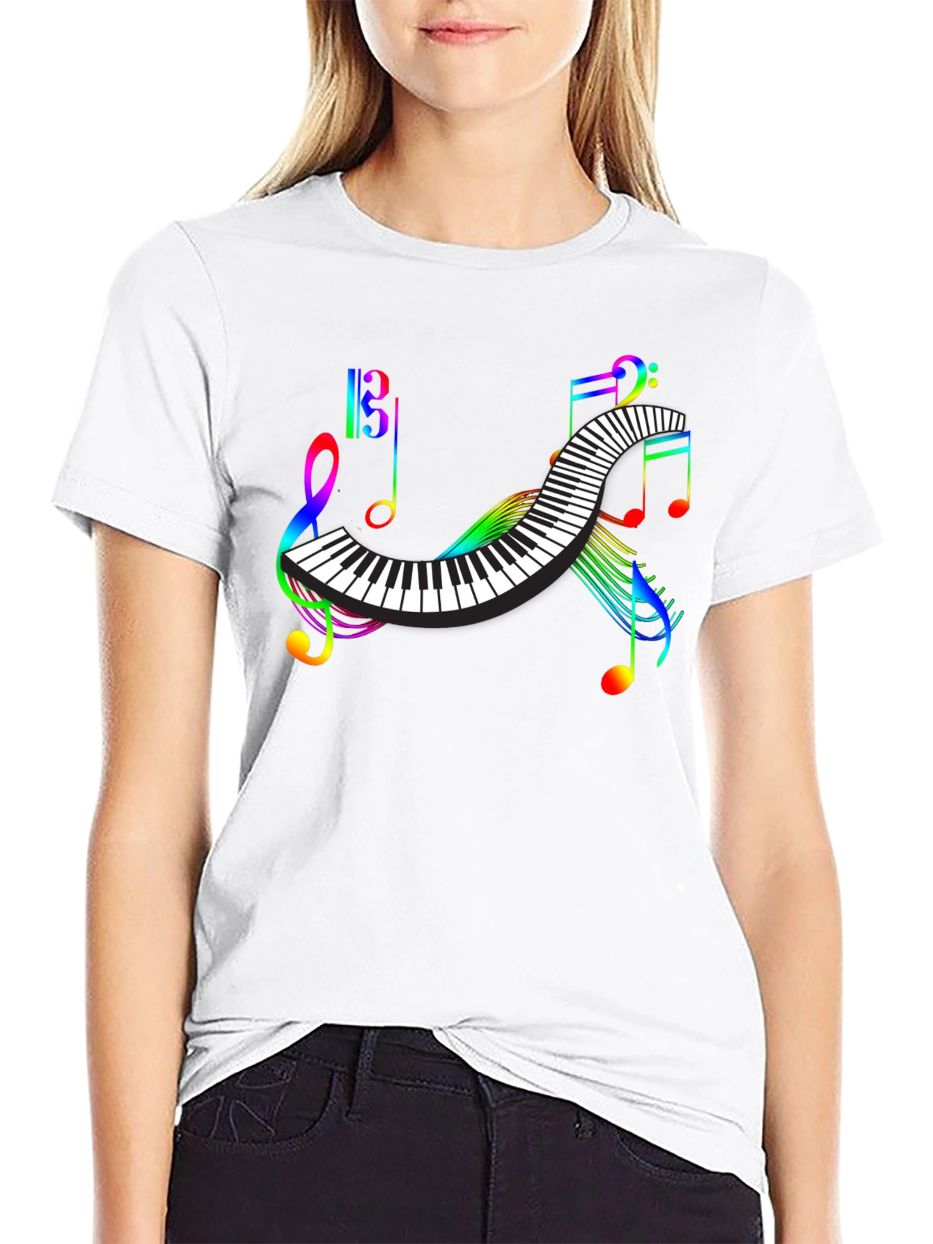 Rainbow Music Notes Piano T-Shirt