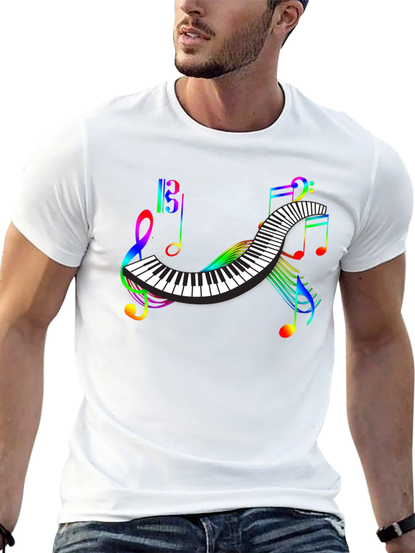 Rainbow Music Notes Piano T-Shirt