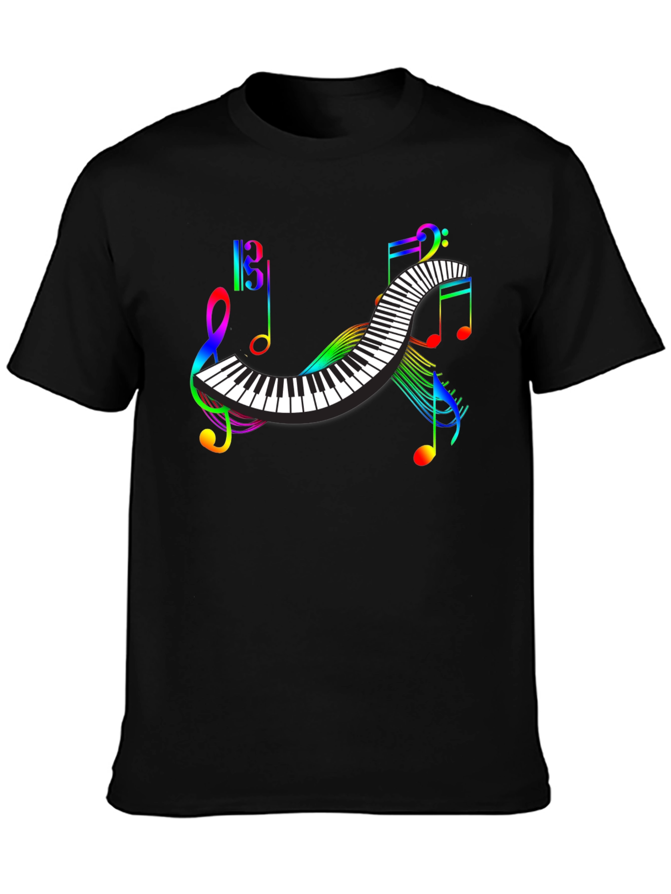 Rainbow Music Notes Piano T-Shirt