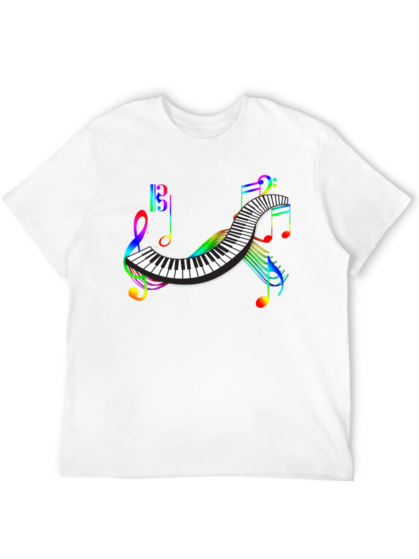 Rainbow Music Notes Piano T-Shirt