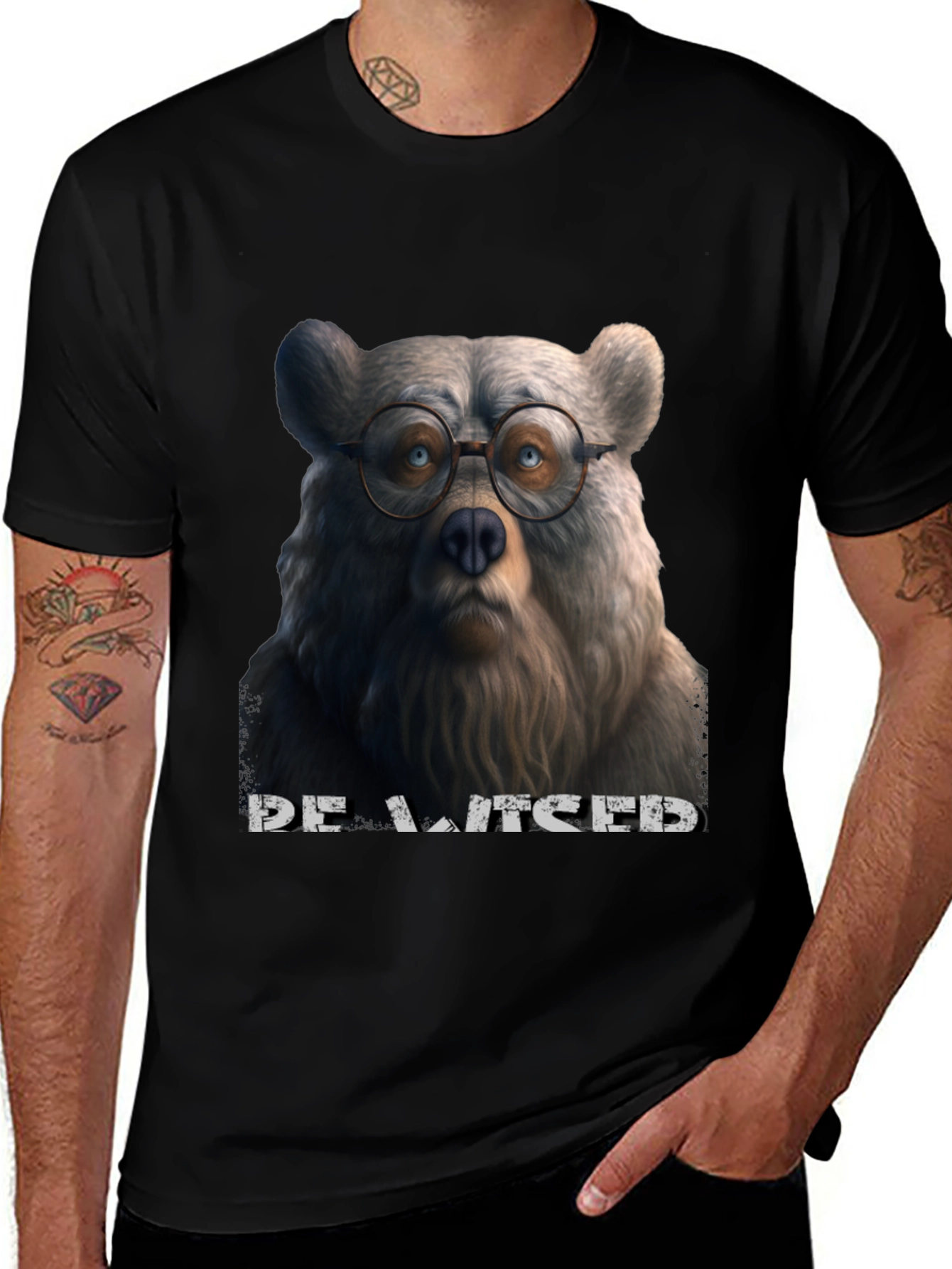 Bear with Glasses Graphic T-Shirt