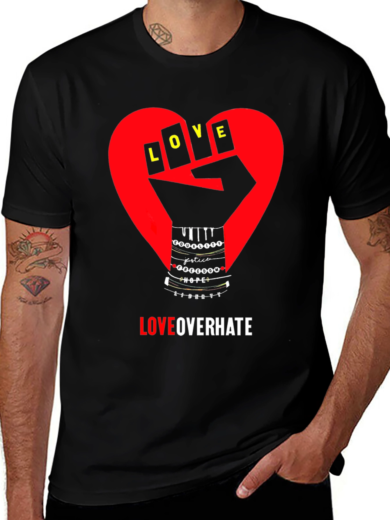 Love Over Hate Graphic T-Shirt