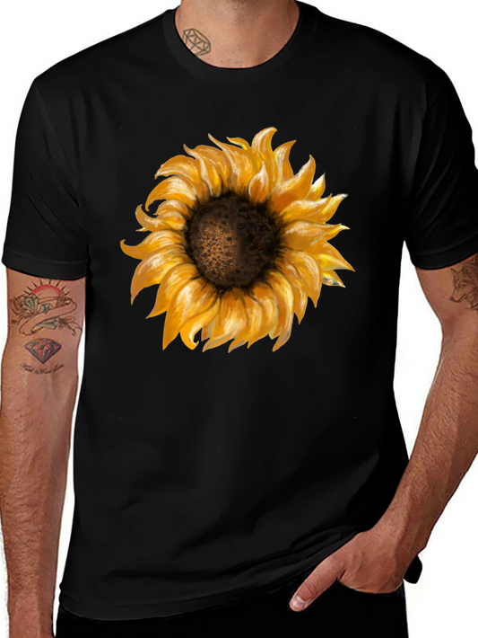 Sunflower Graphic Print Black T-Shirt
