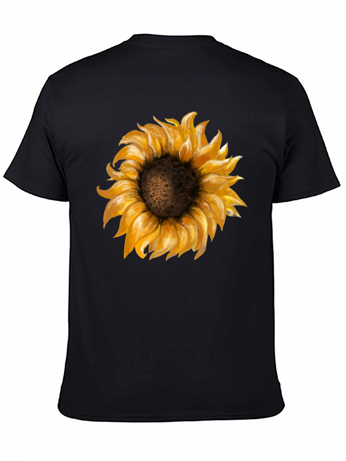 Sunflower Graphic Print Black T-Shirt