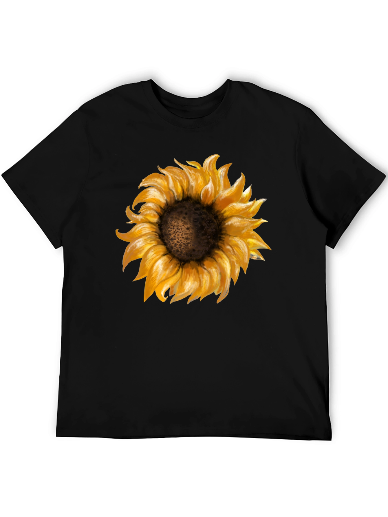 Sunflower Graphic Print Black T-Shirt