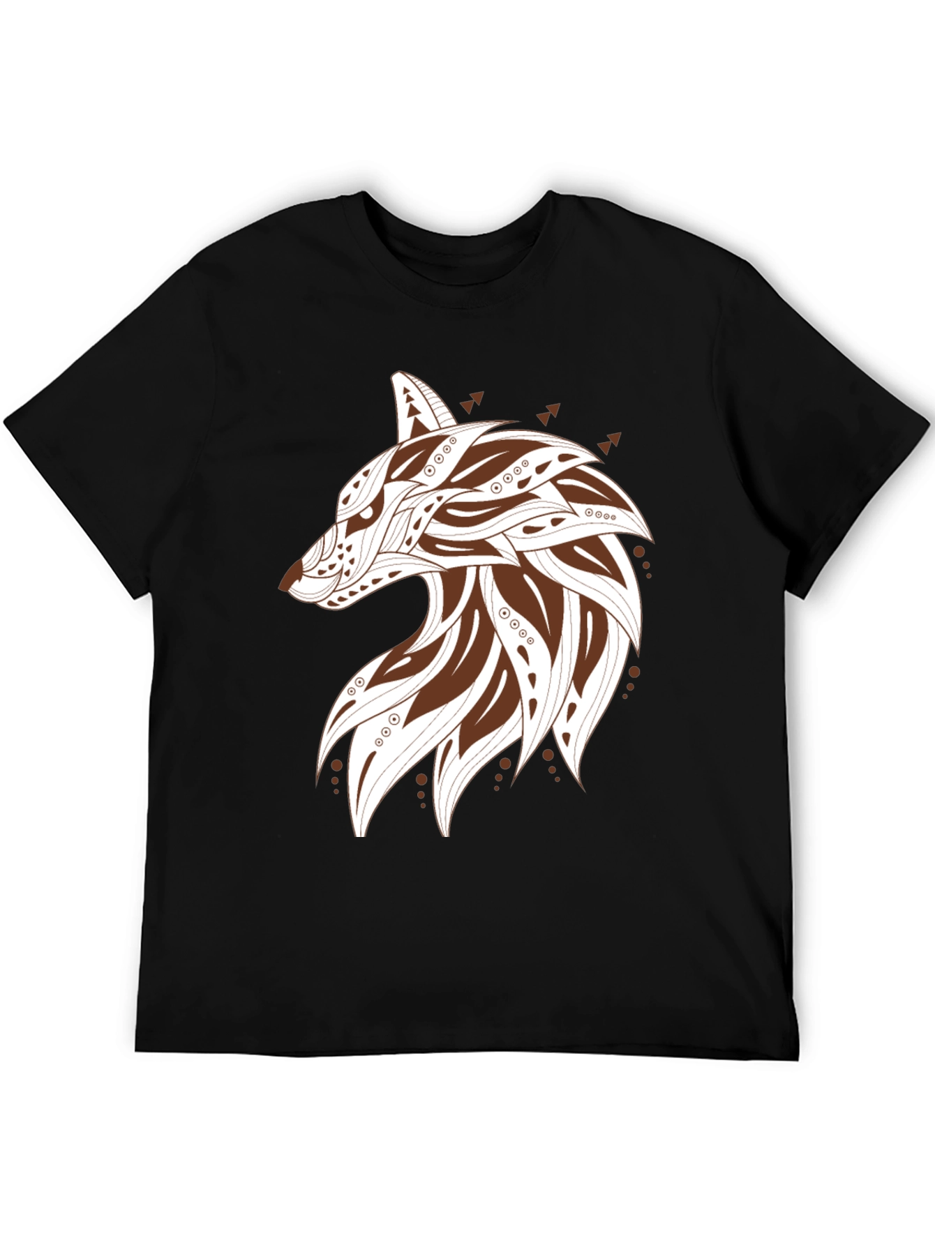 Stylish Wolf Graphic Print Mens T-Shirt - Black