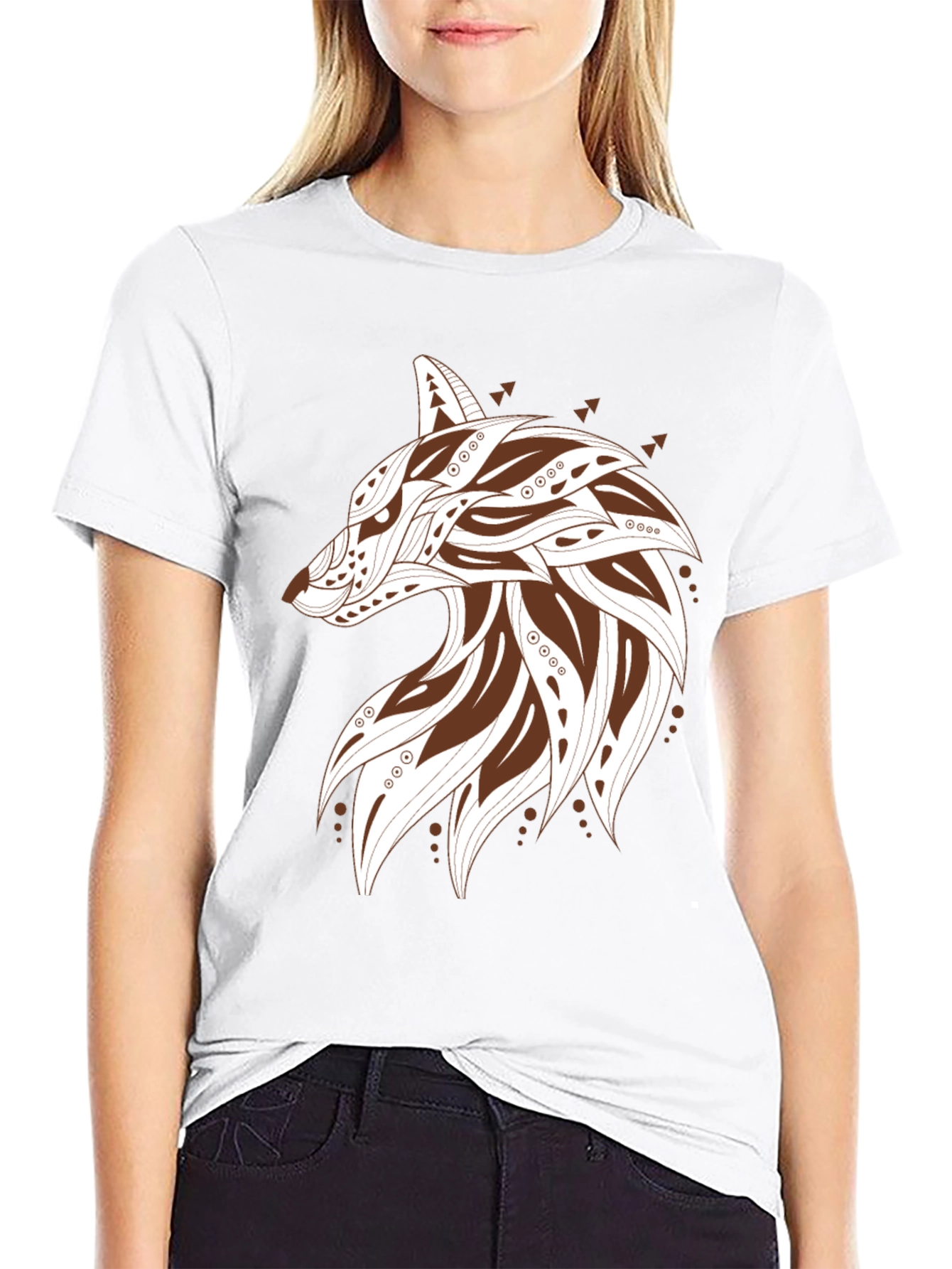 Stylish Wolf Graphic Print Mens T-Shirt - Black