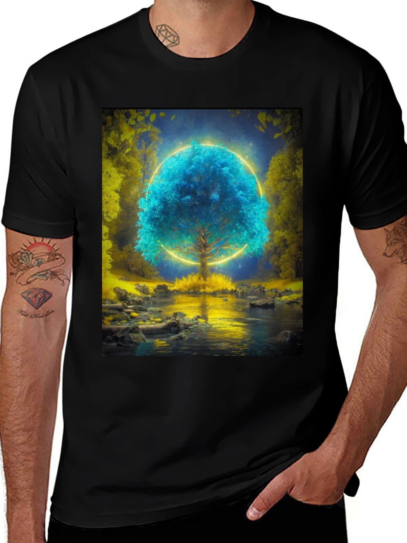 Mystic Tree Graphic T-Shirt - Black