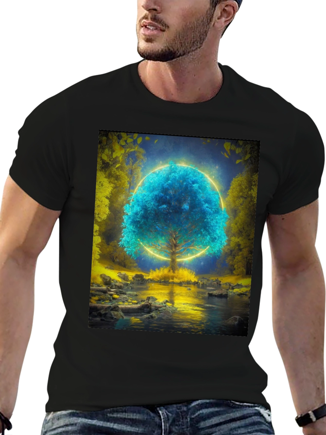 Mystic Tree Graphic T-Shirt - Black