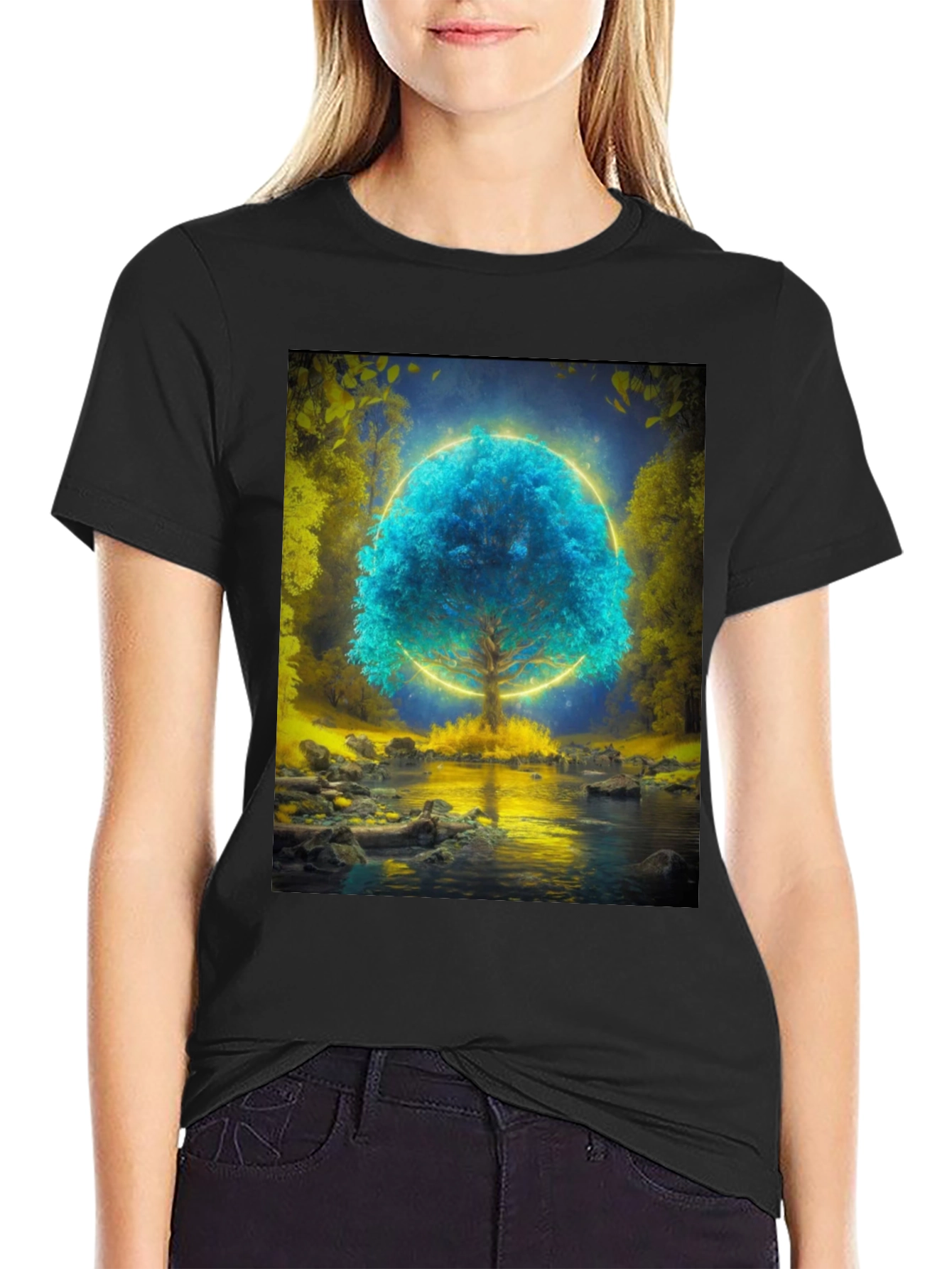 Mystic Tree Graphic T-Shirt - Black