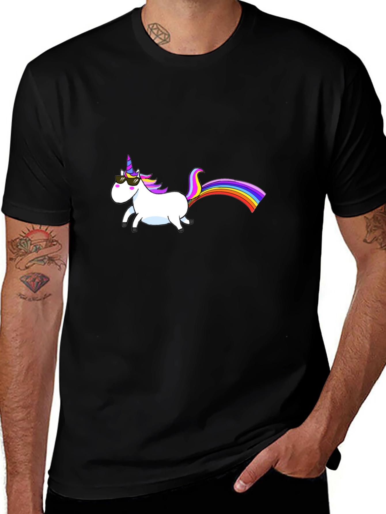 Cool Unicorn Graphic Black T-Shirt