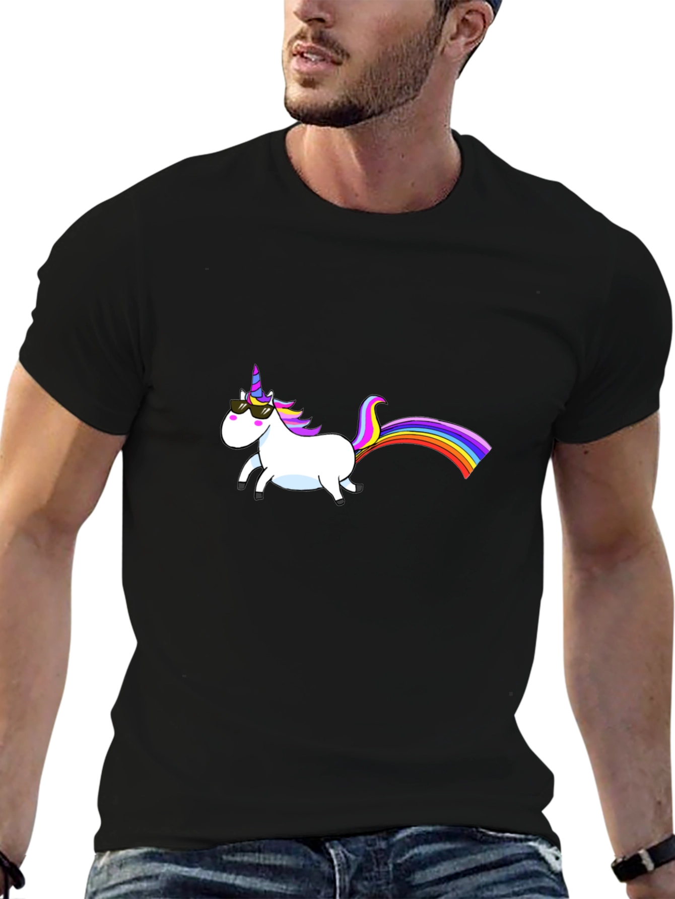 Cool Unicorn Graphic Black T-Shirt