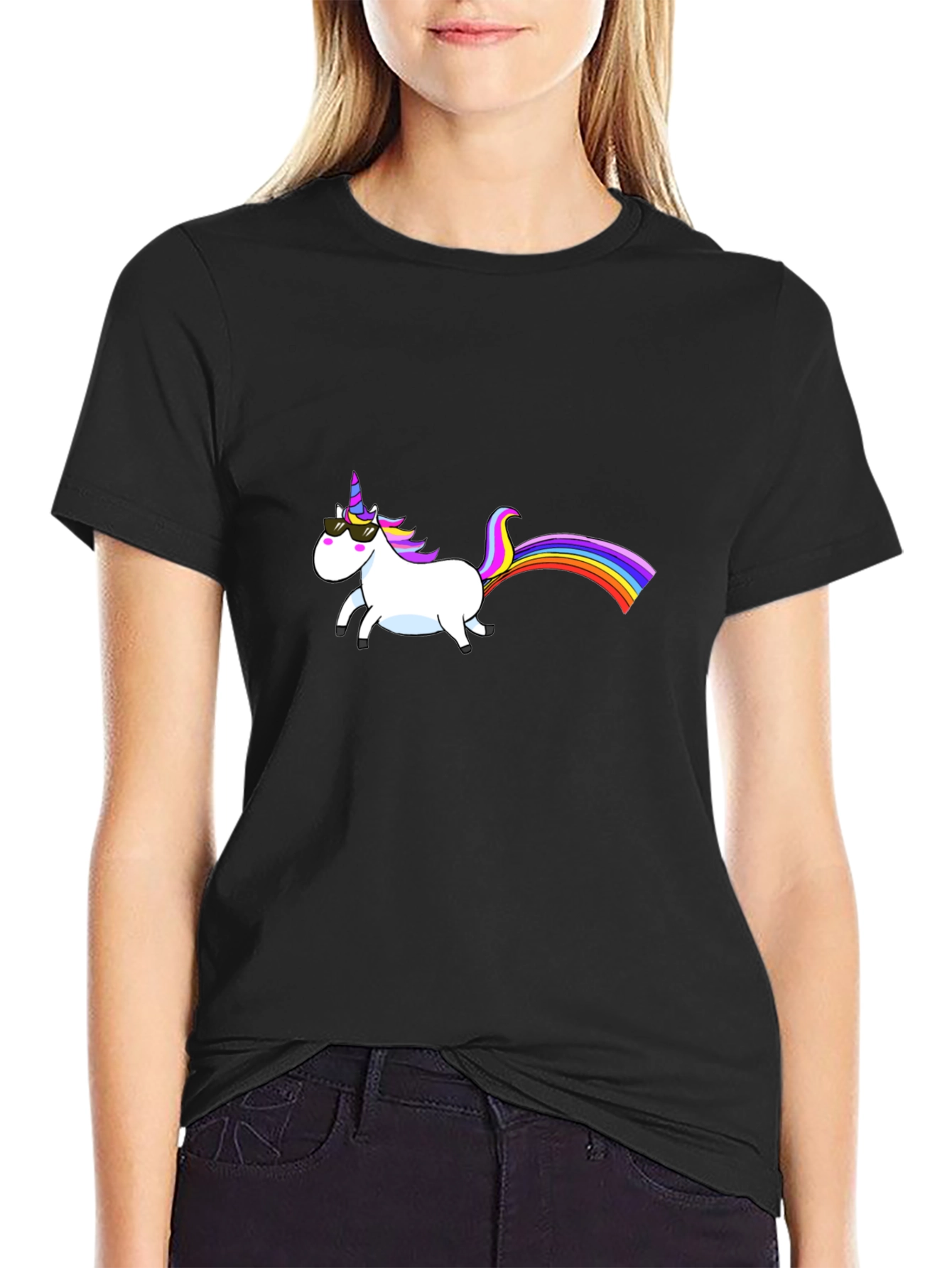 Cool Unicorn Graphic Black T-Shirt