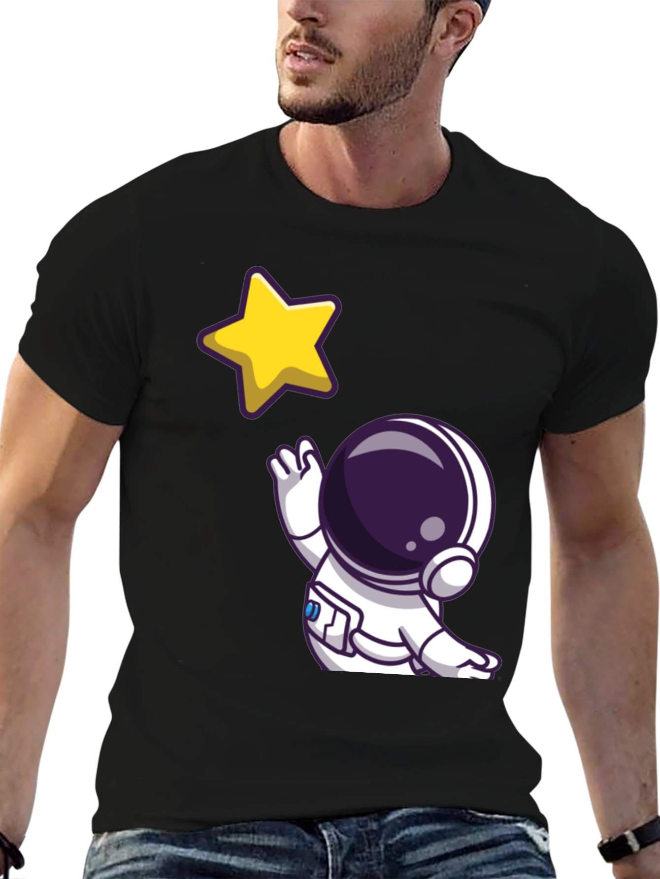 Astronaut Star Graphic Tee - Black T-Shirt