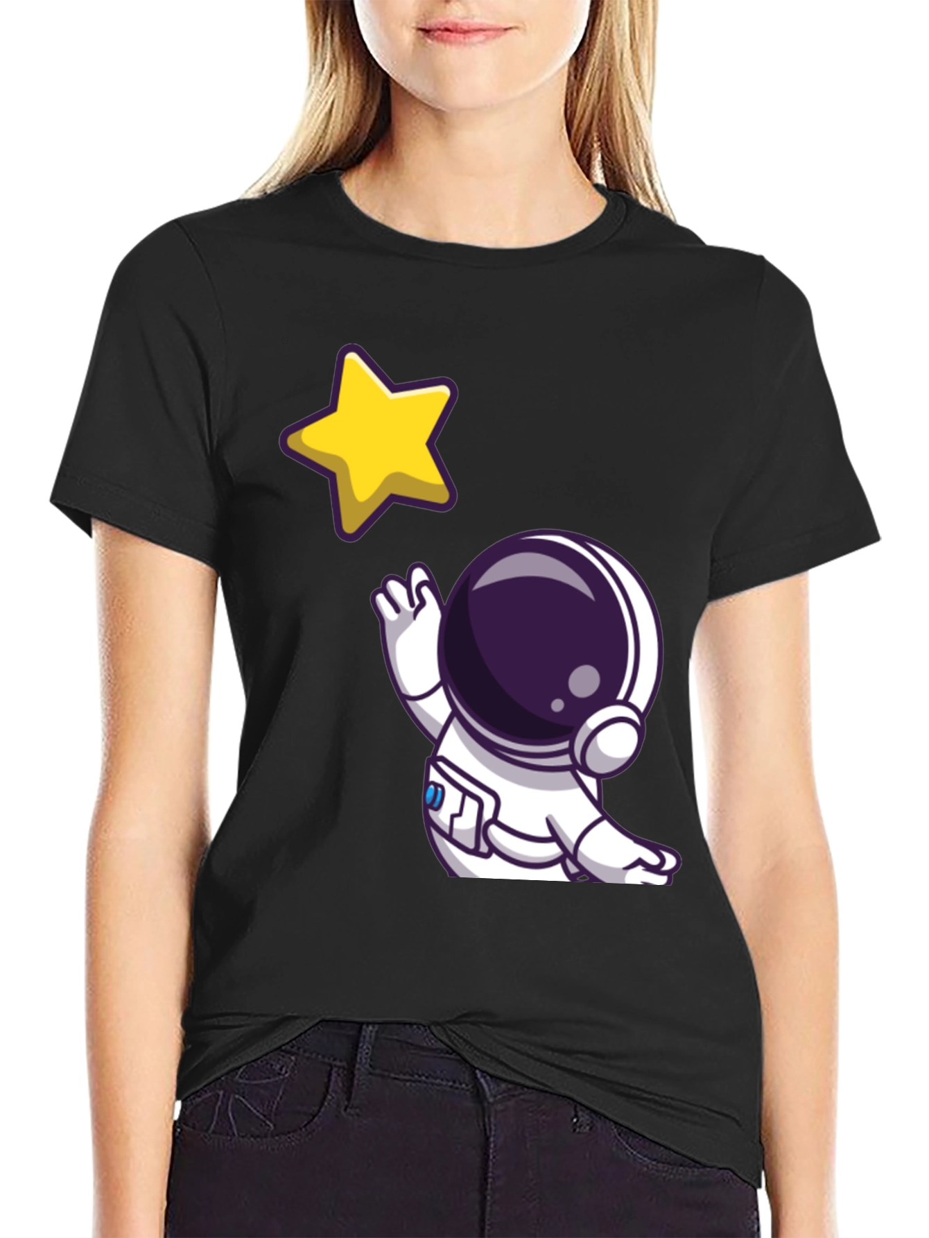 Astronaut Star Graphic Tee - Black T-Shirt