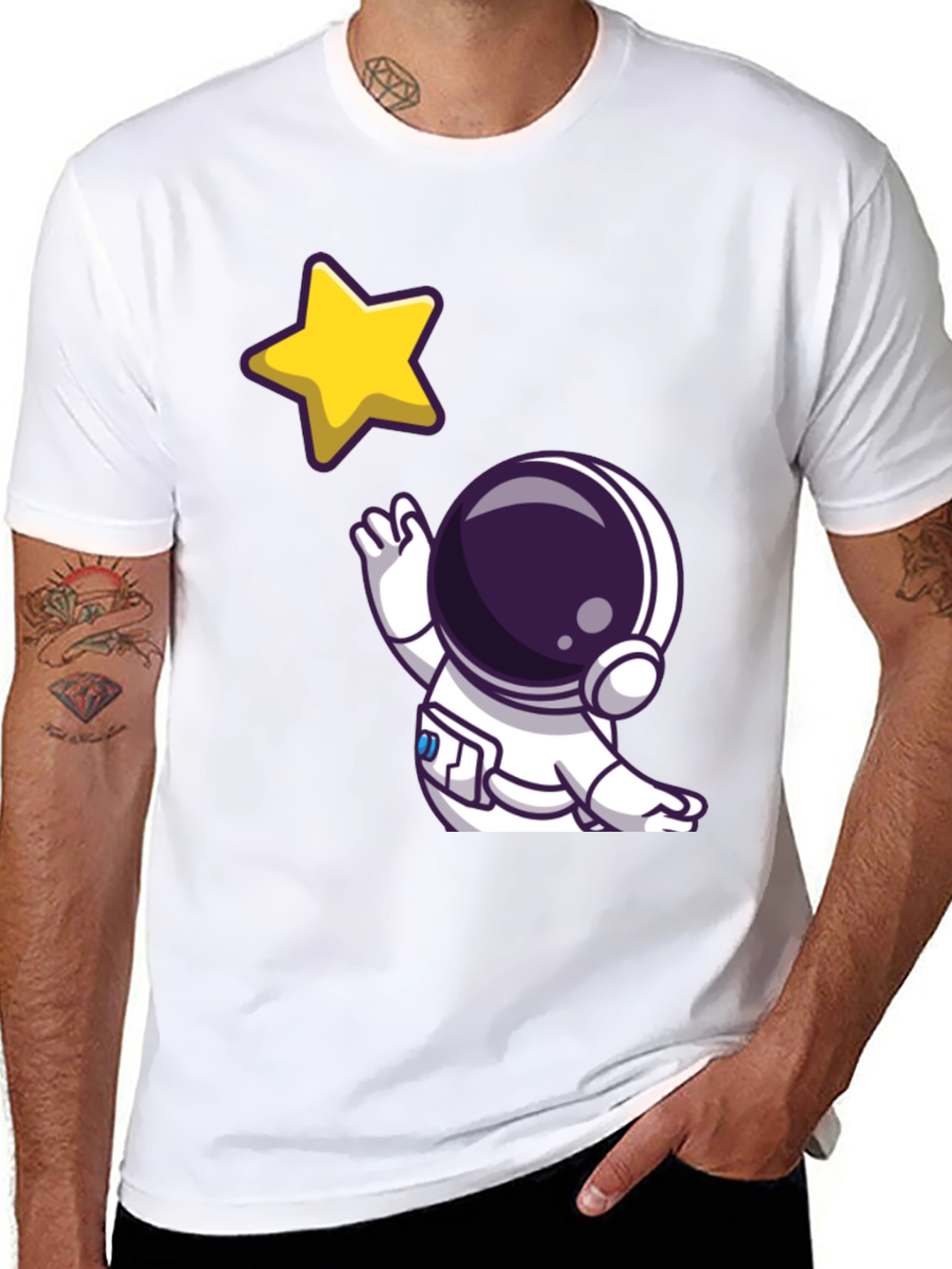 Astronaut Star Graphic Tee - Black T-Shirt