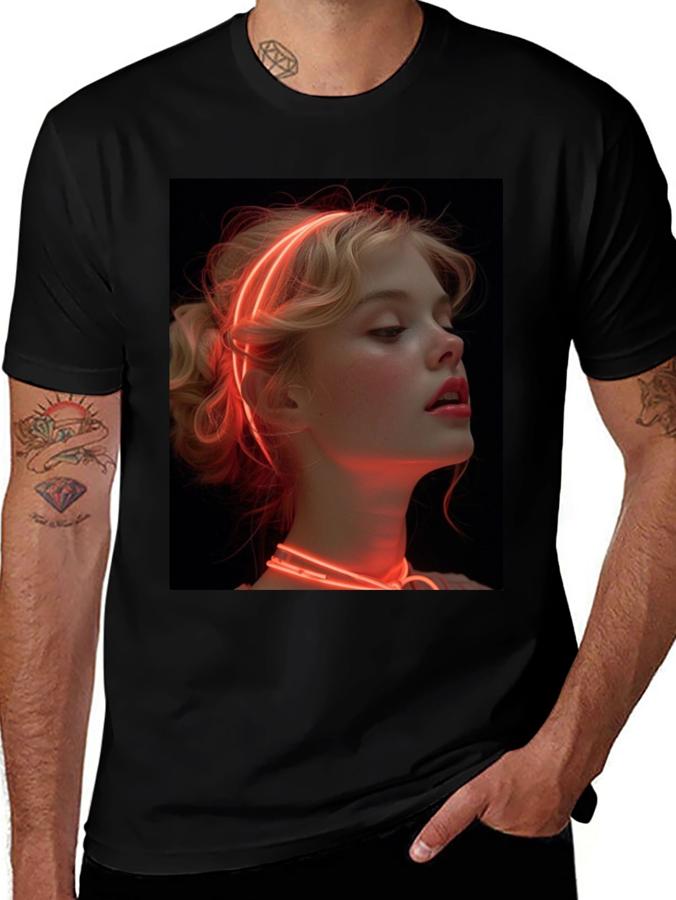 Neon Glow Girl T-Shirt - Unique Graphic Tee