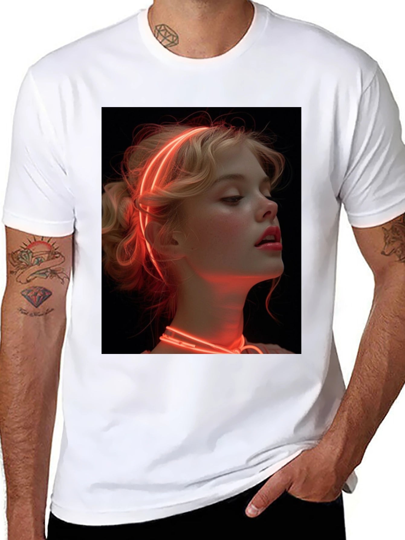 Neon Glow Girl T-Shirt - Unique Graphic Tee