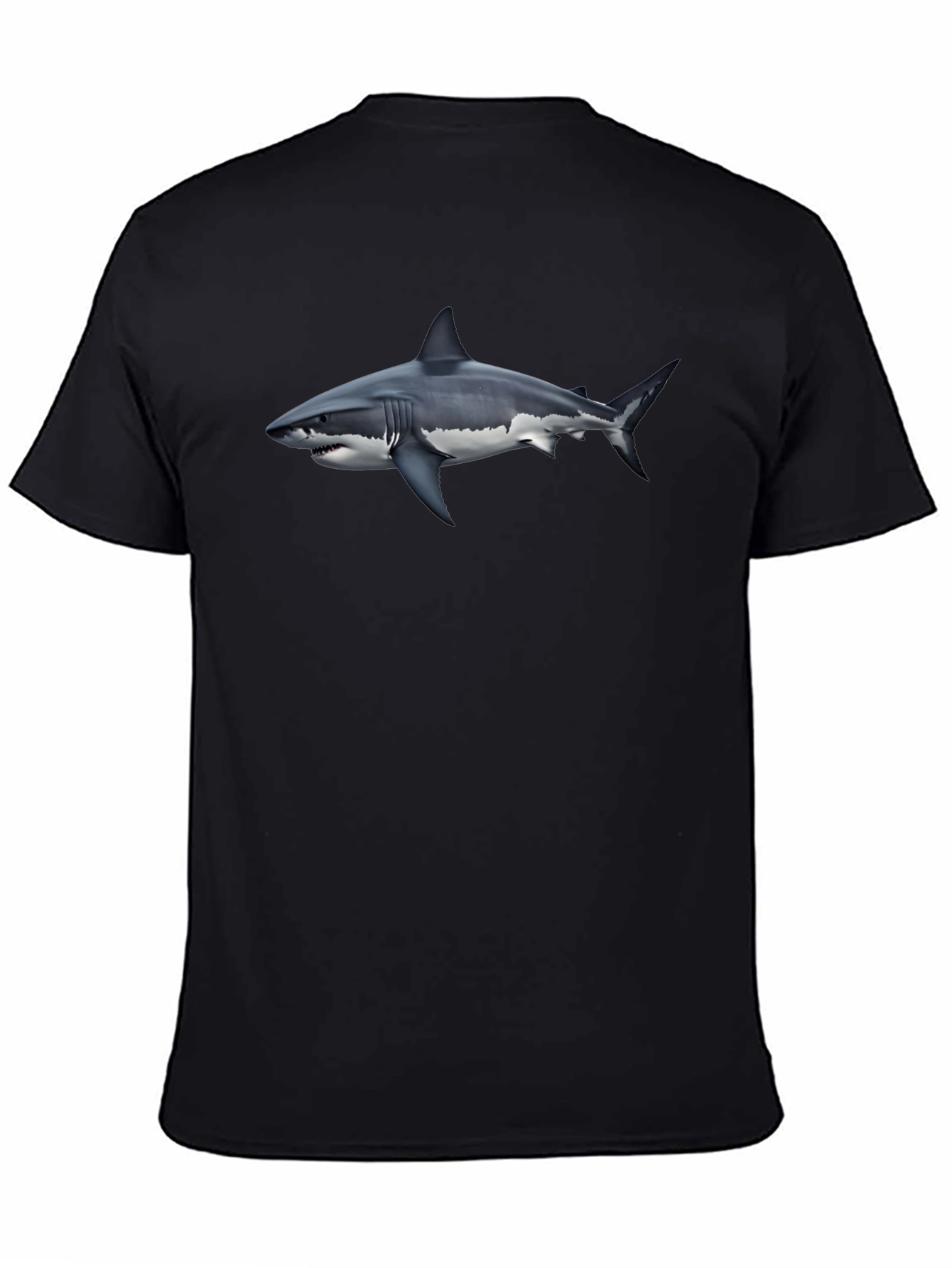 Great White Shark Graphic Tee - Black Cotton Shirt
