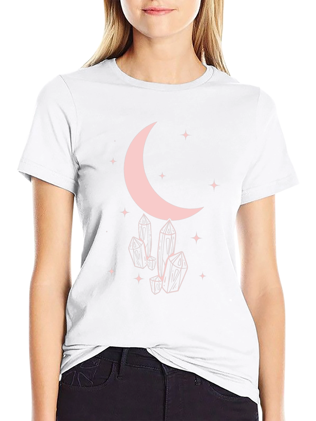 Moon & Crystals Graphic Black T-Shirt