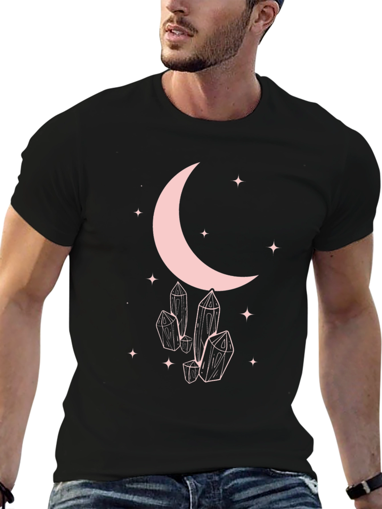 Moon & Crystals Graphic Black T-Shirt