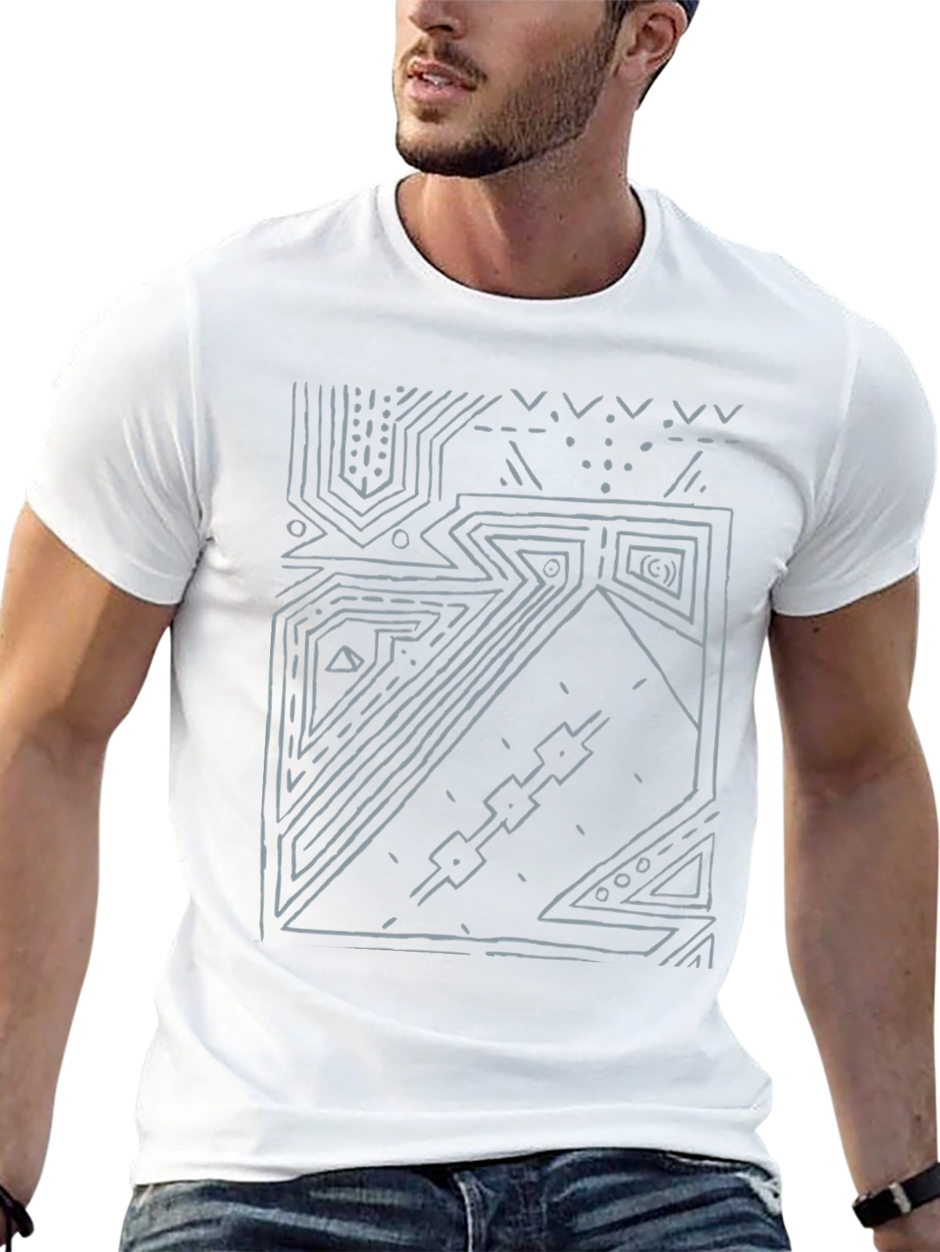 Abstract Geometric Black T-Shirt