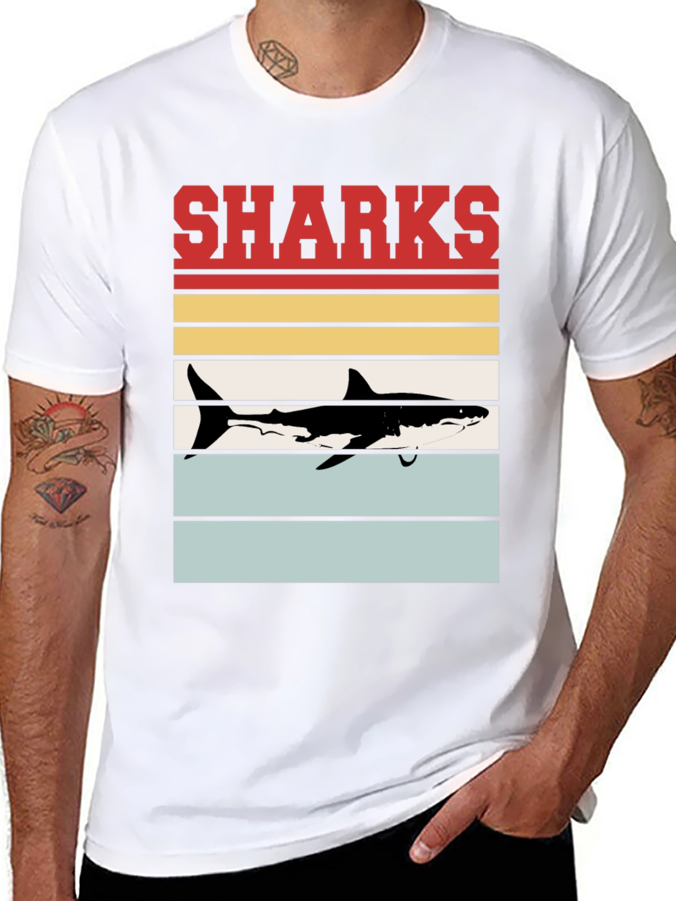 Retro Sharks Graphic T-Shirt - Cool Sea Life Tee