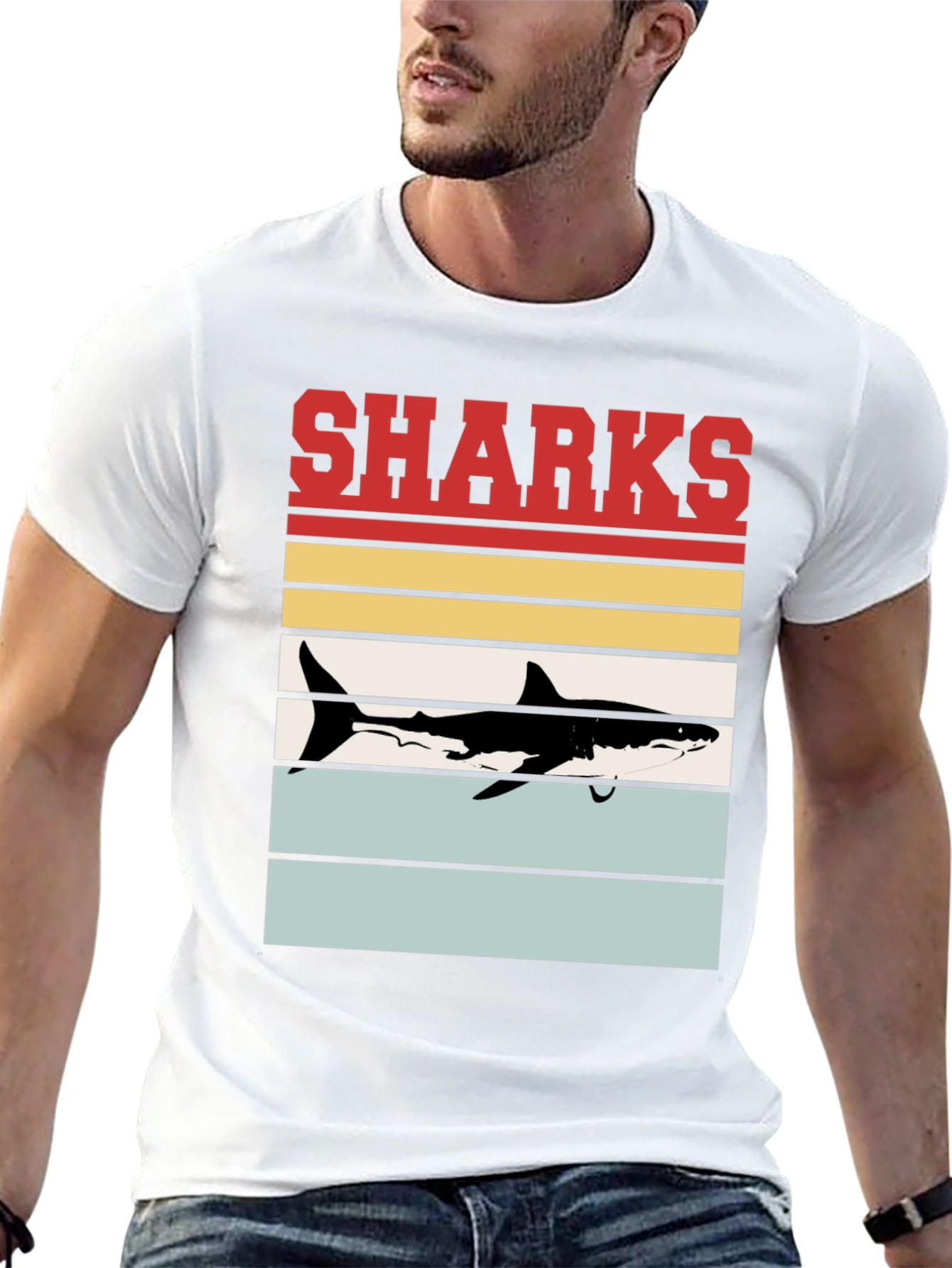 Retro Sharks Graphic T-Shirt - Cool Sea Life Tee