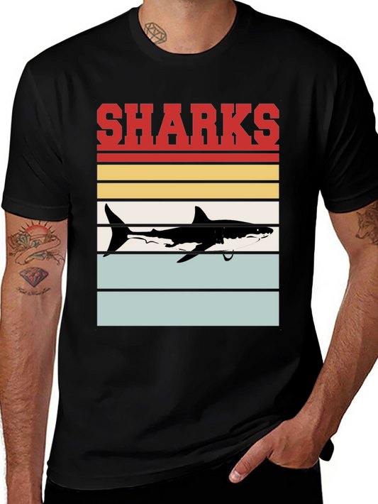 Retro Sharks Graphic T-Shirt - Cool Sea Life Tee