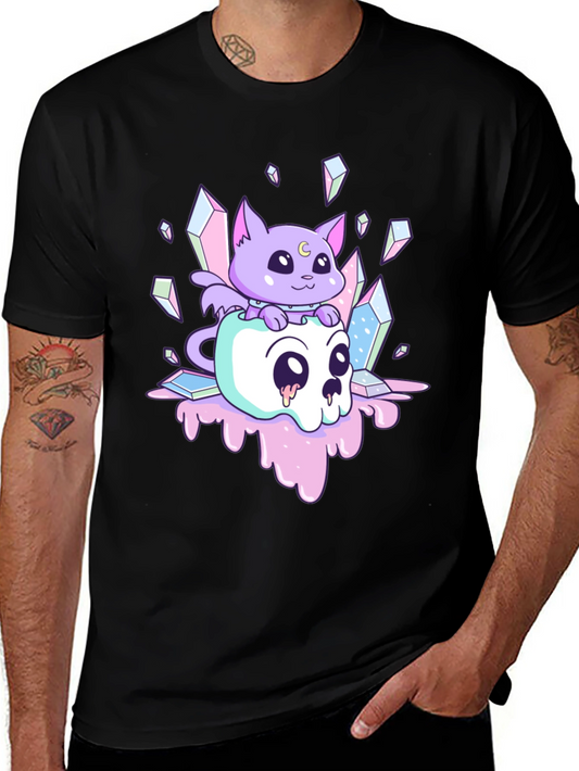 Cute Kawaii Cat Skull T-Shirt