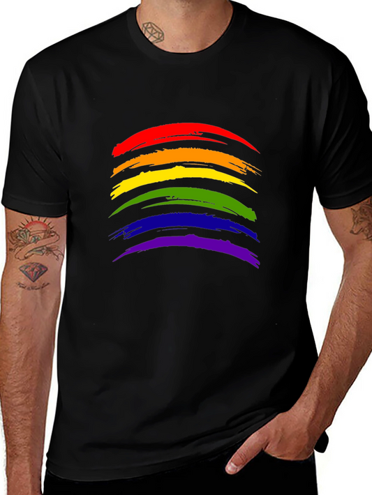Pride Rainbow Brushstroke Black T-Shirt