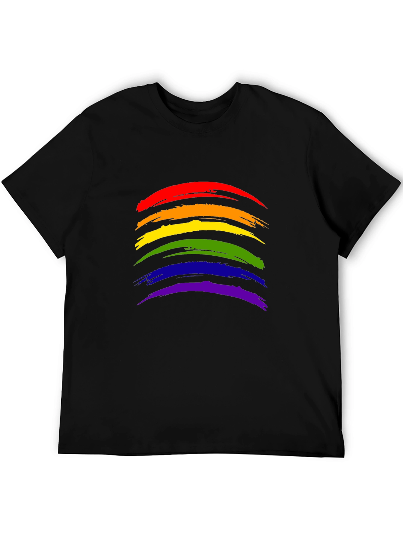 Pride Rainbow Brushstroke Black T-Shirt