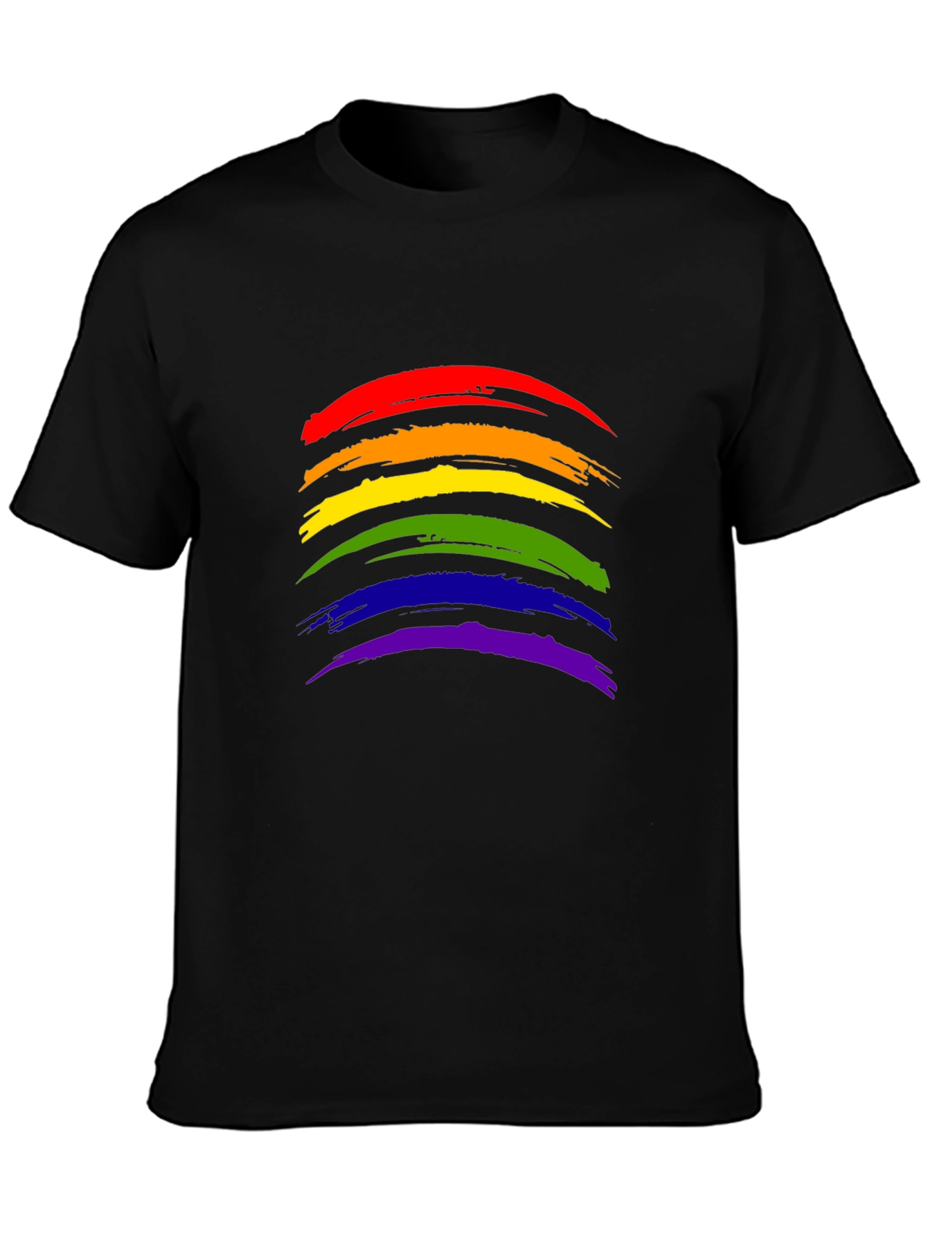 Pride Rainbow Brushstroke Black T-Shirt
