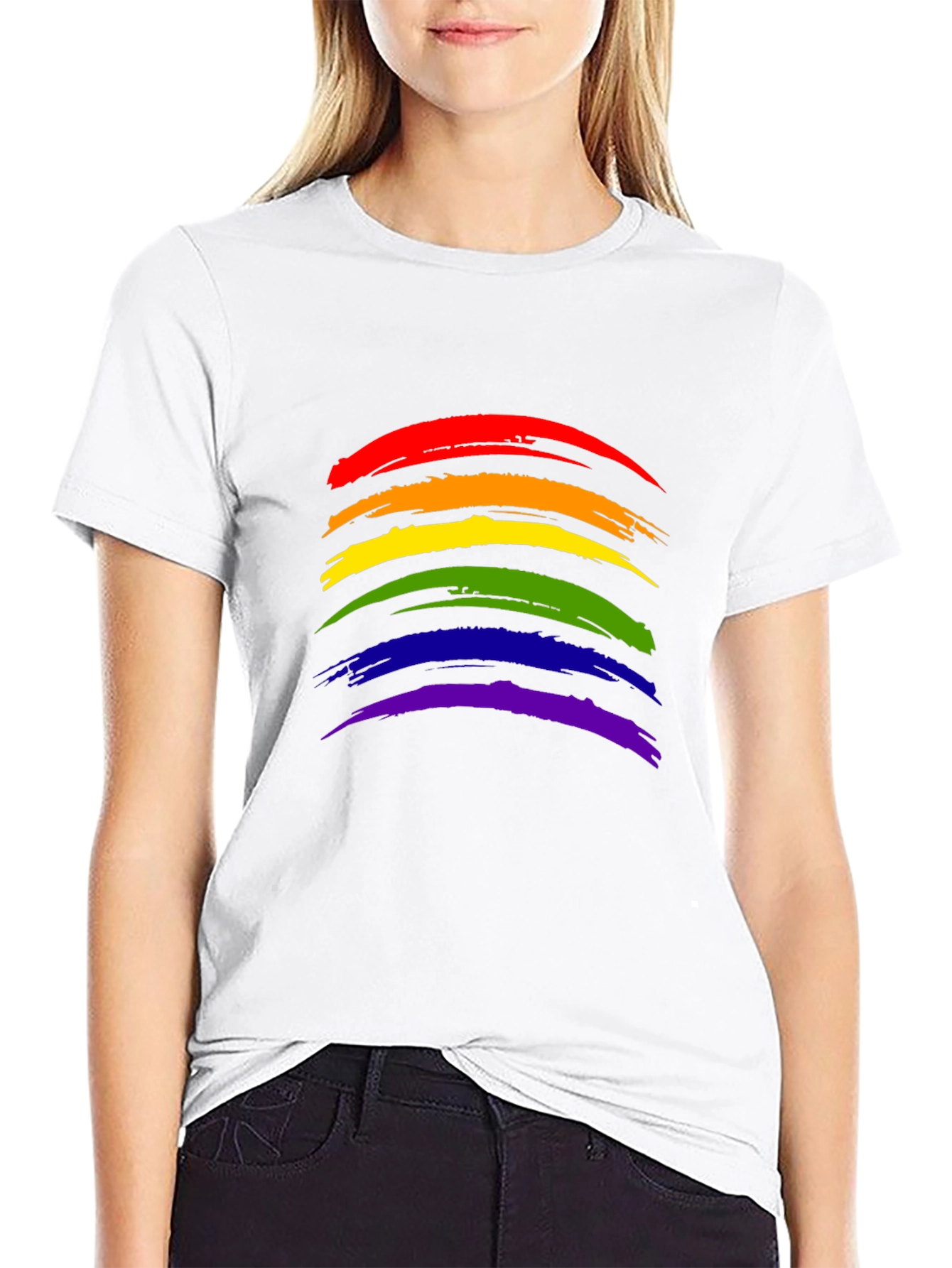 Pride Rainbow Brushstroke Black T-Shirt