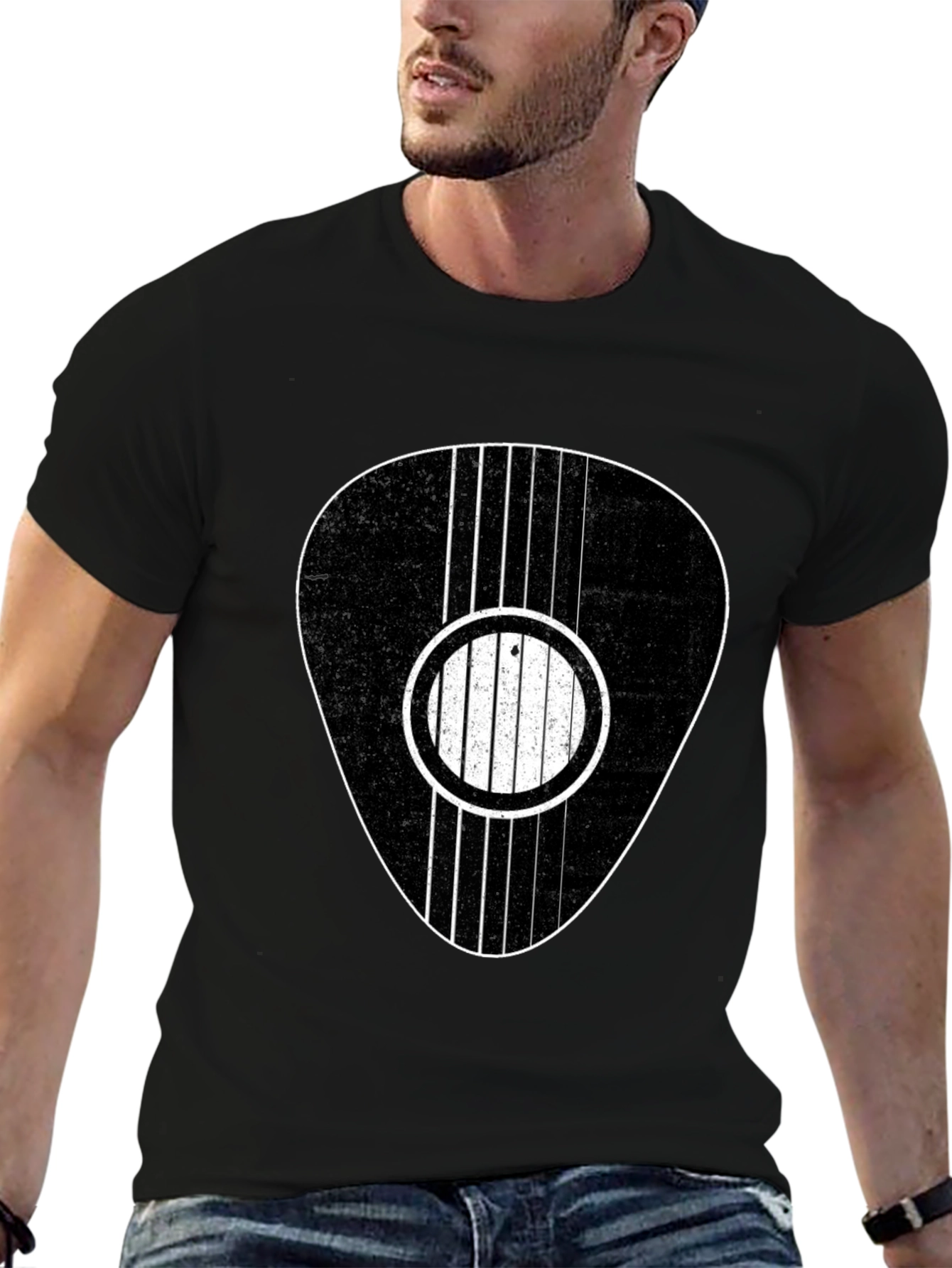 Guitar Pick Graphic Tee - Black Cotton