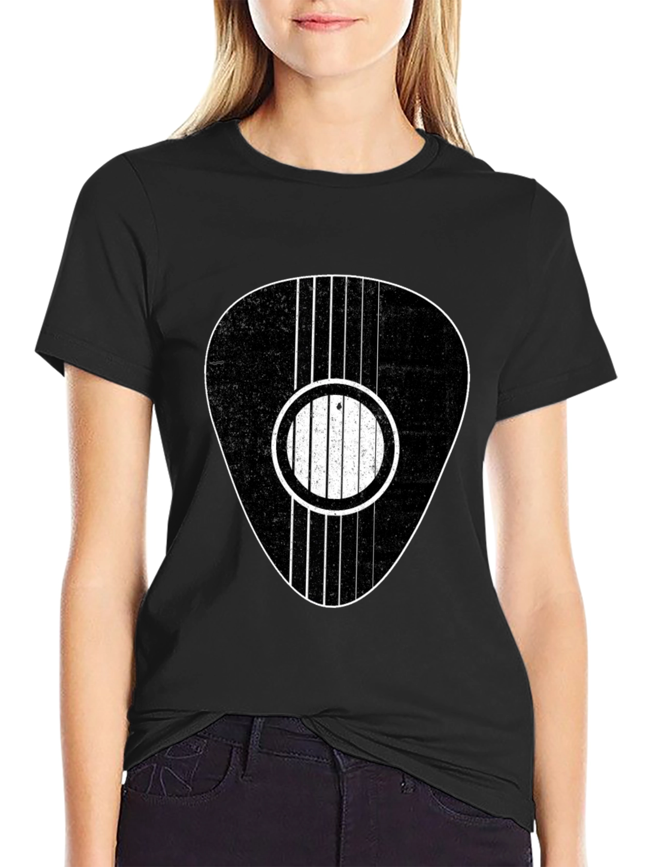 Guitar Pick Graphic Tee - Black Cotton