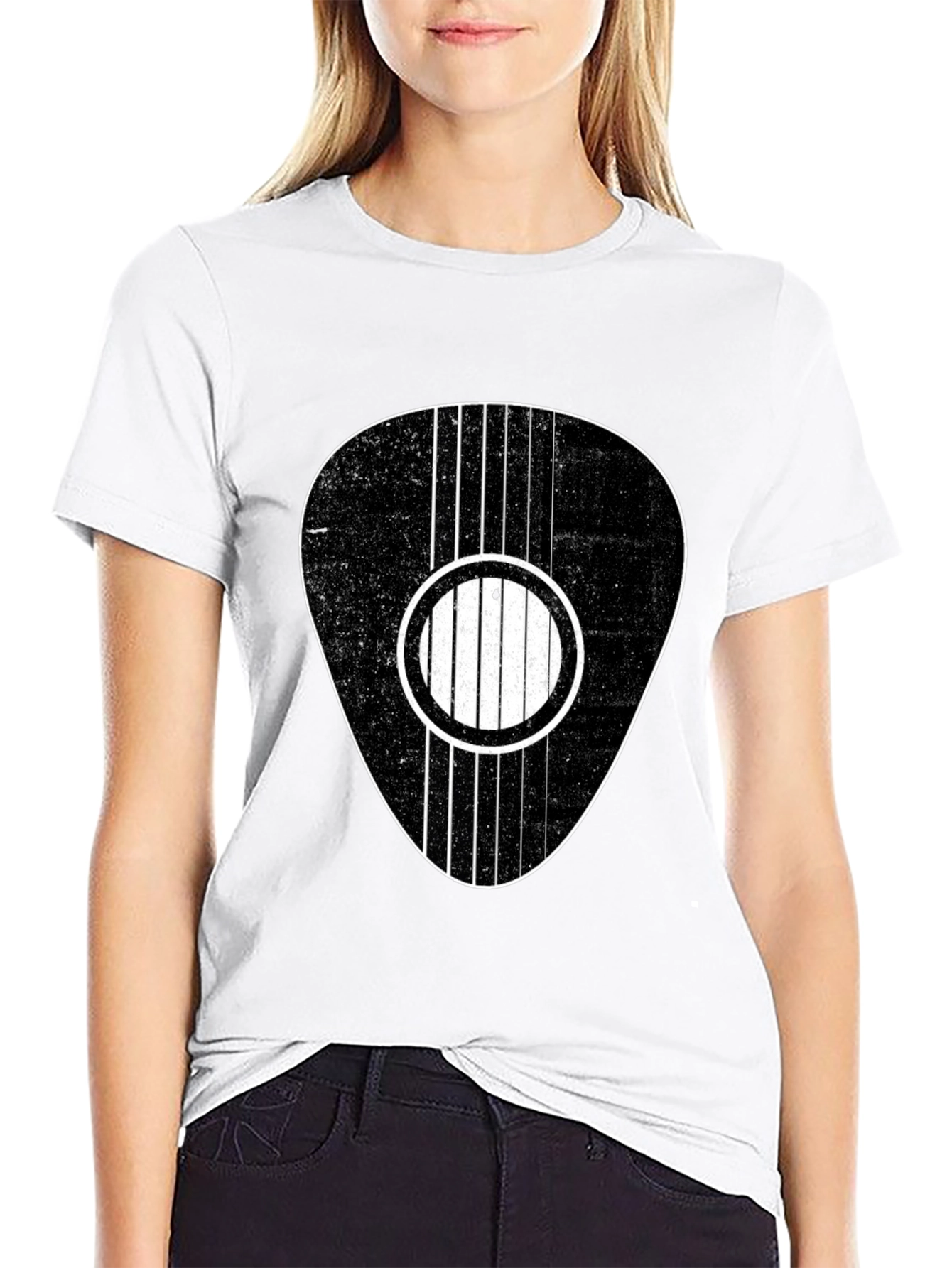 Guitar Pick Graphic Tee - Black Cotton