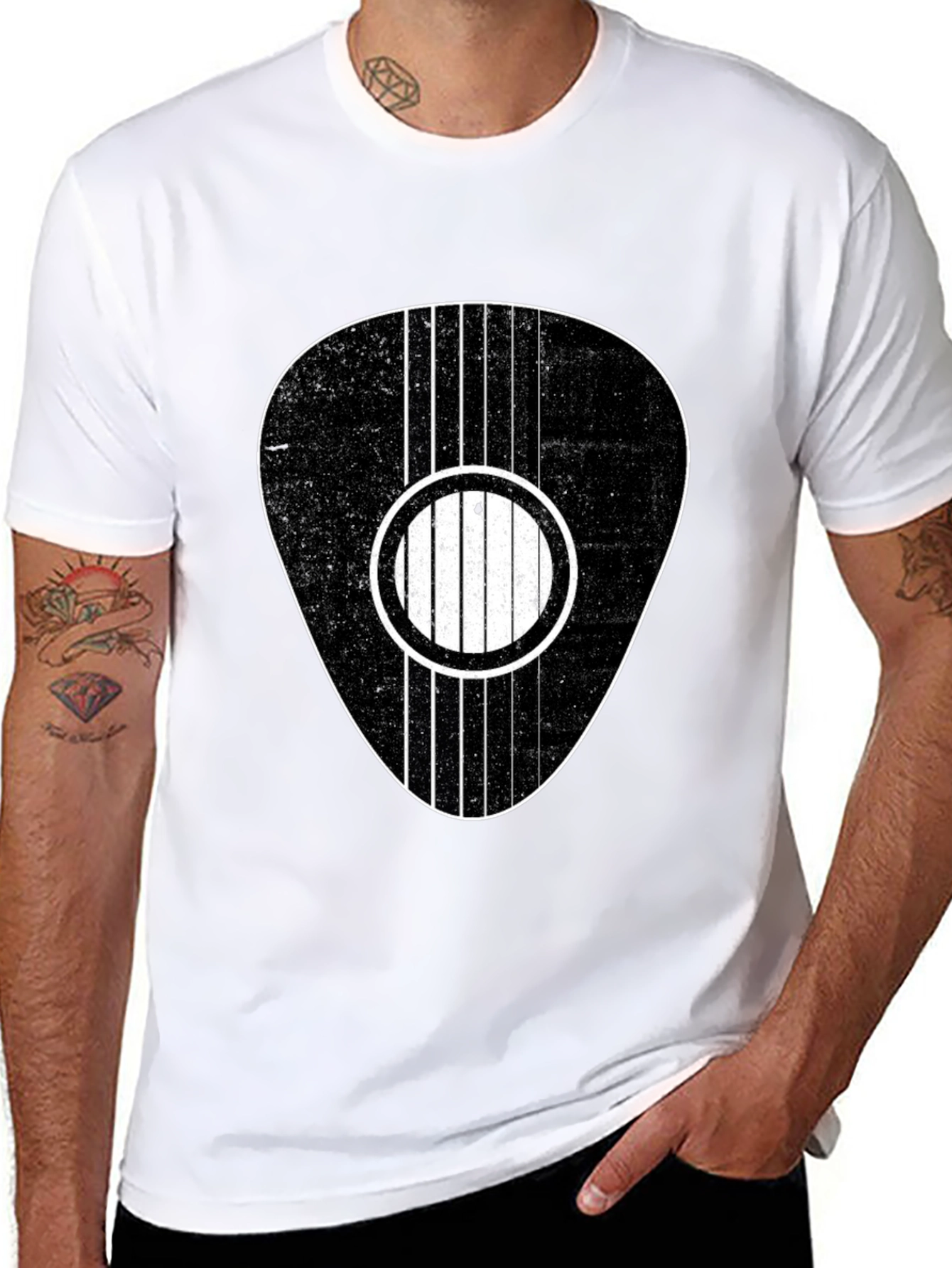 Guitar Pick Graphic Tee - Black Cotton