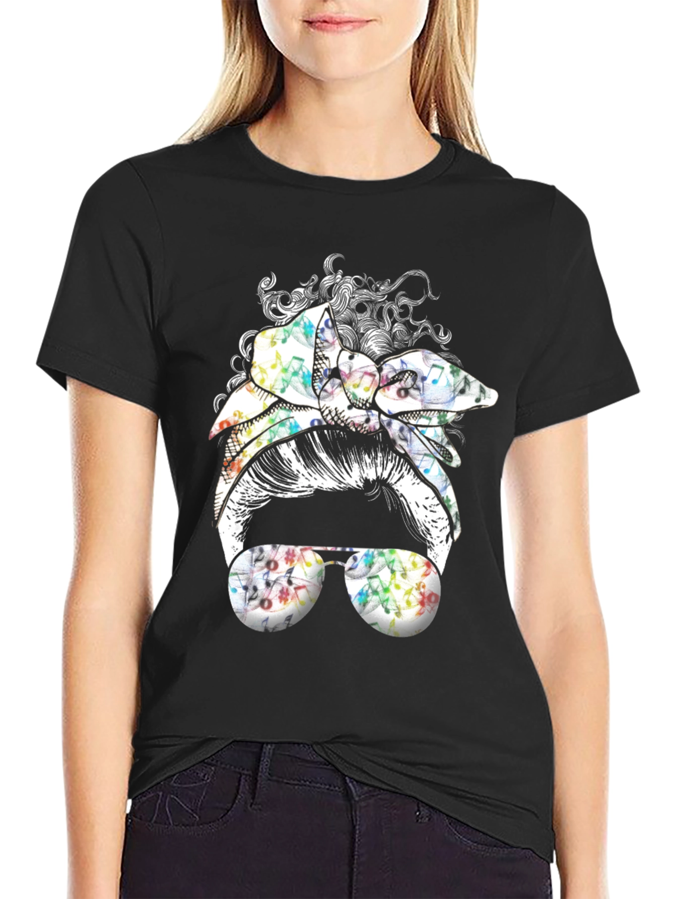 Music Note Messy Bun T-Shirt