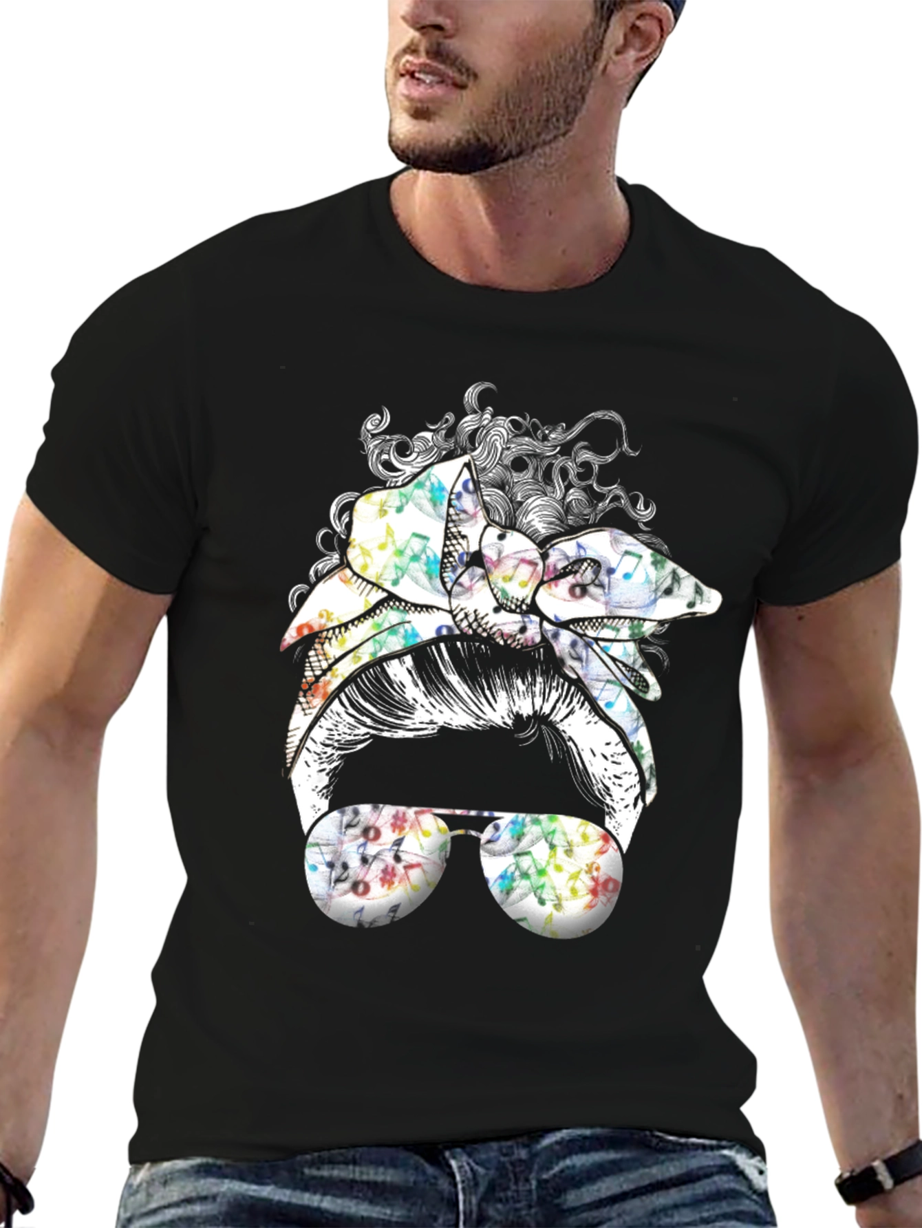 Music Note Messy Bun T-Shirt