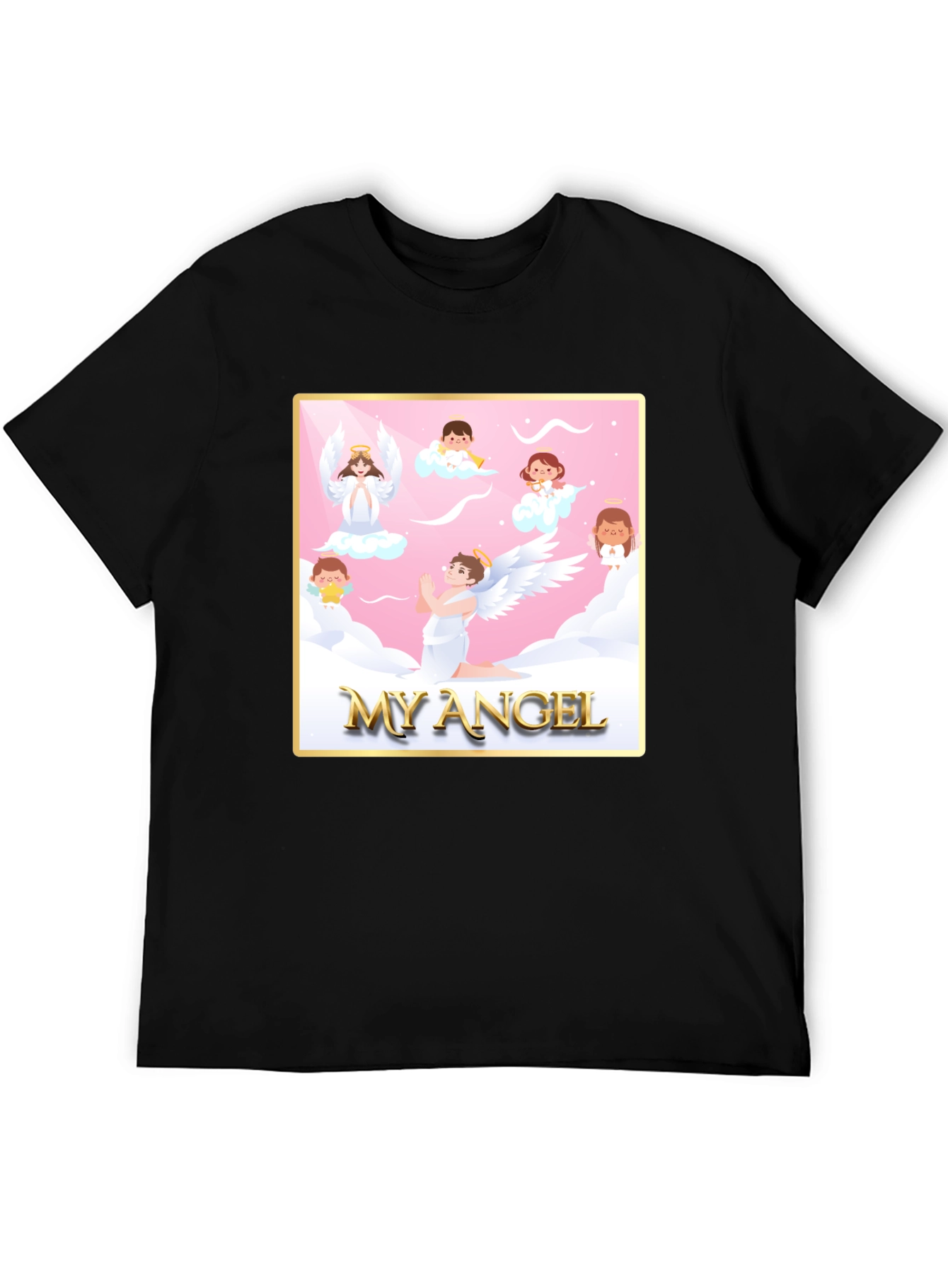 My Angel Graphic Tee - Black Crew Neck T-Shirt