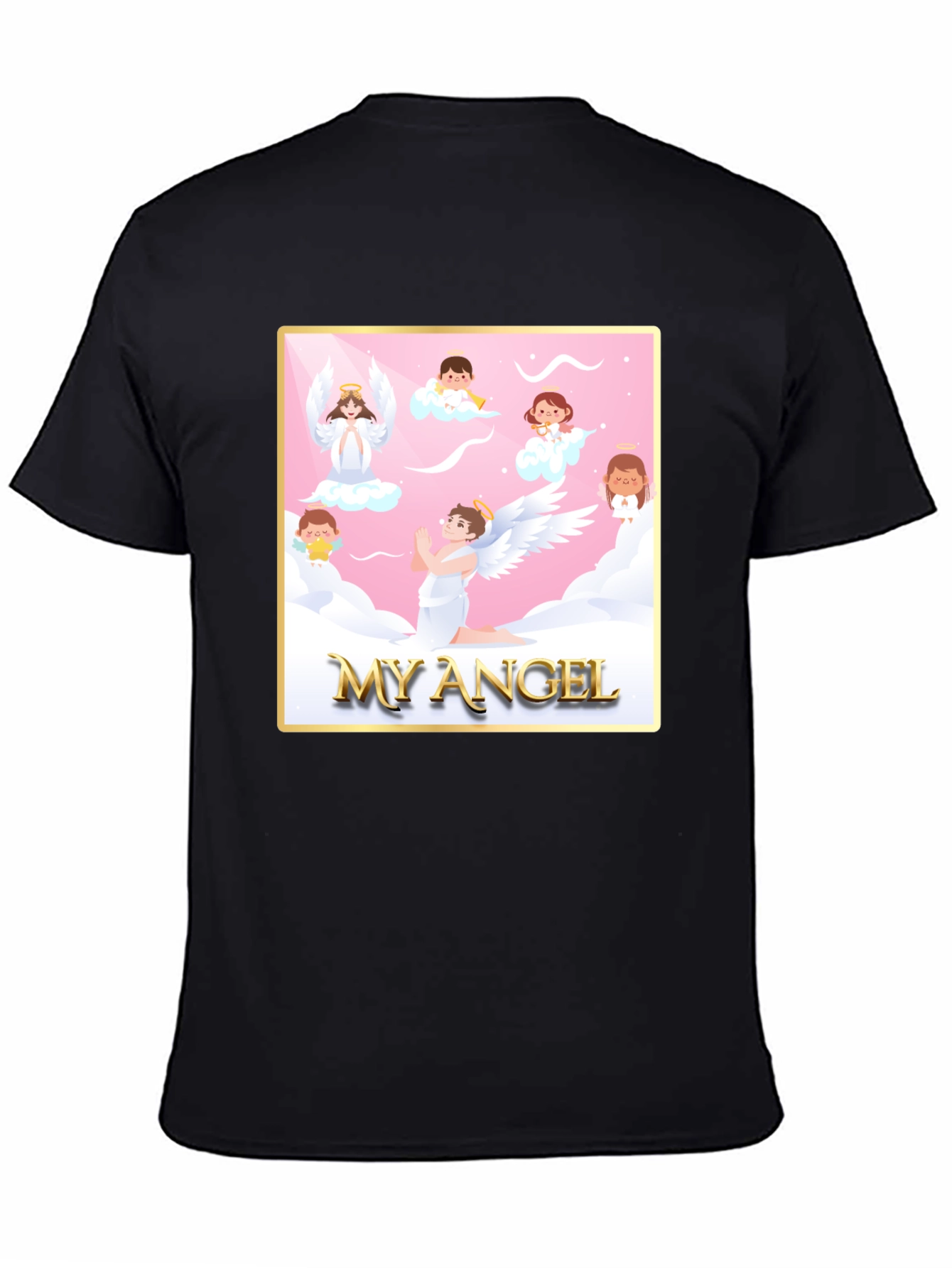 My Angel Graphic Tee - Black Crew Neck T-Shirt