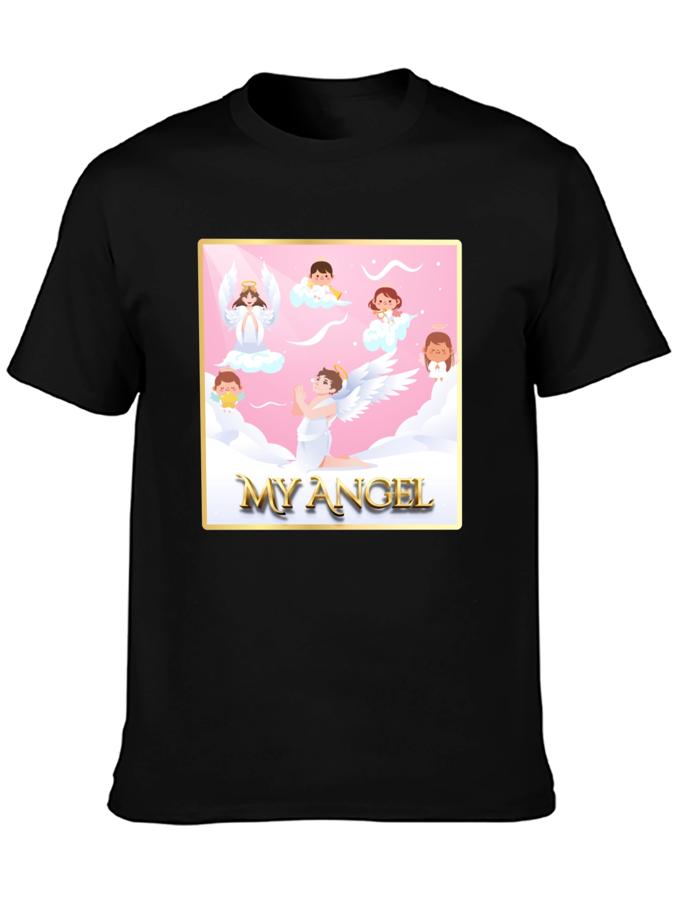 My Angel Graphic Tee - Black Crew Neck T-Shirt