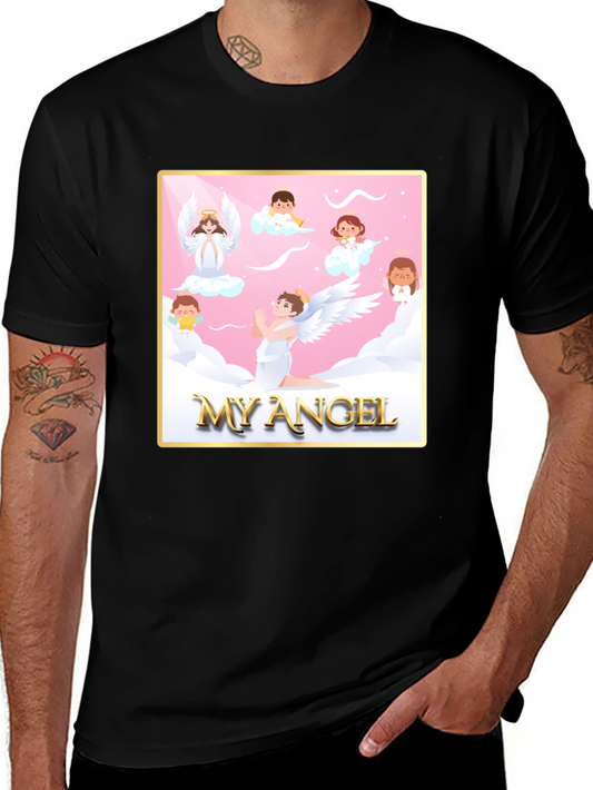 My Angel Graphic Tee - Black Crew Neck T-Shirt